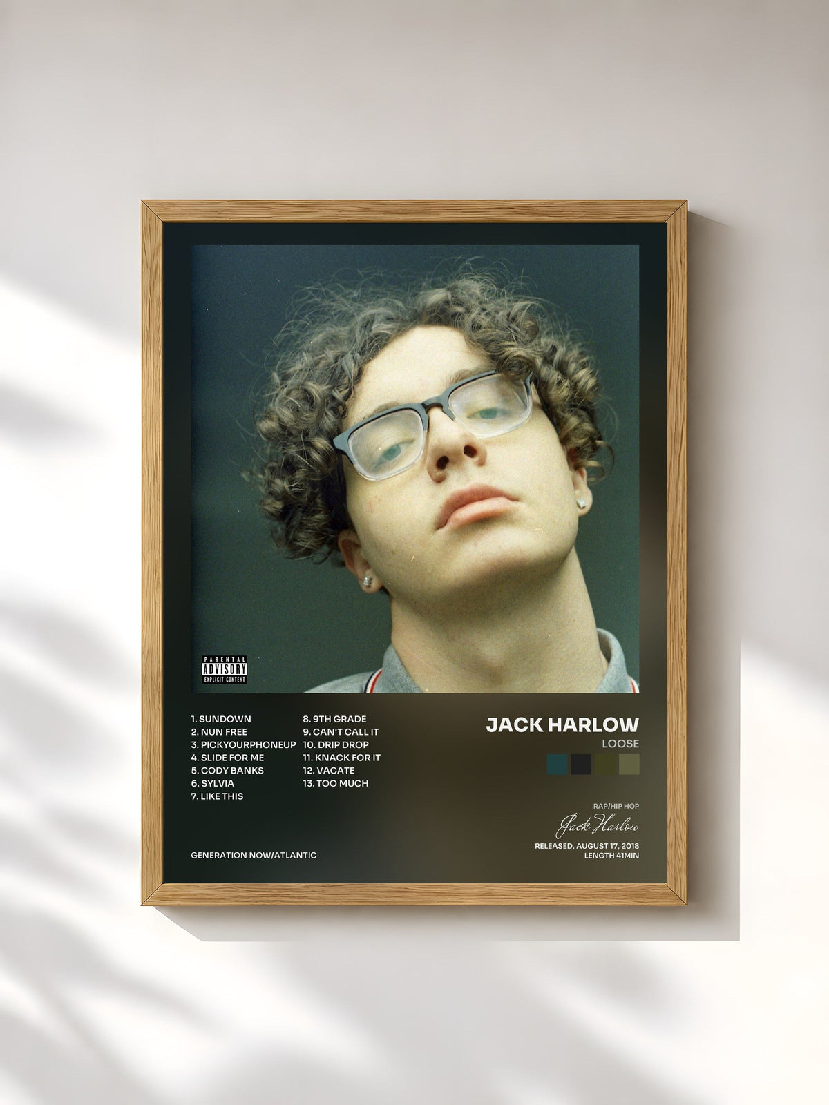 #bois Tableau de l'album Loose de Jack Harlow, cadre en bois brut, imprimé et encadré en France