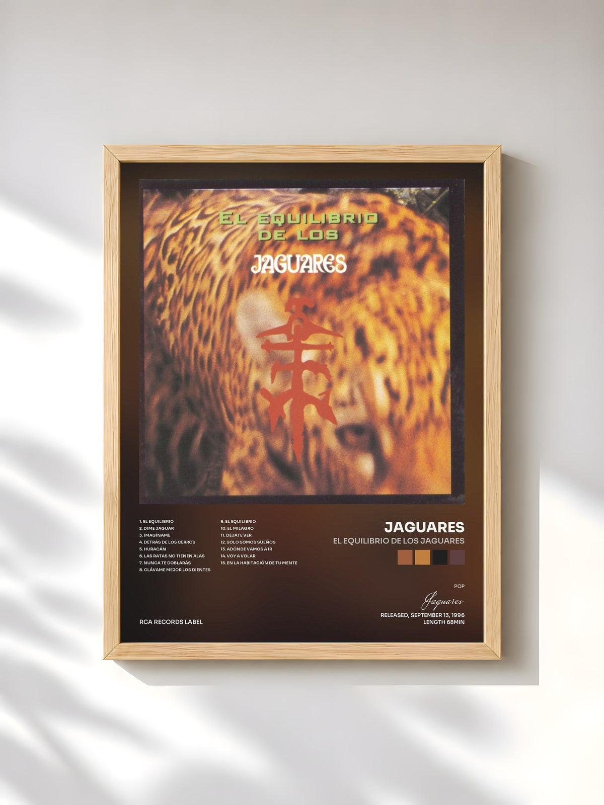 #bois Tableau de l'album El Equilibrio De Los Jaguares de Jaguares, cadre en bois brut, imprimé et encadré en France
