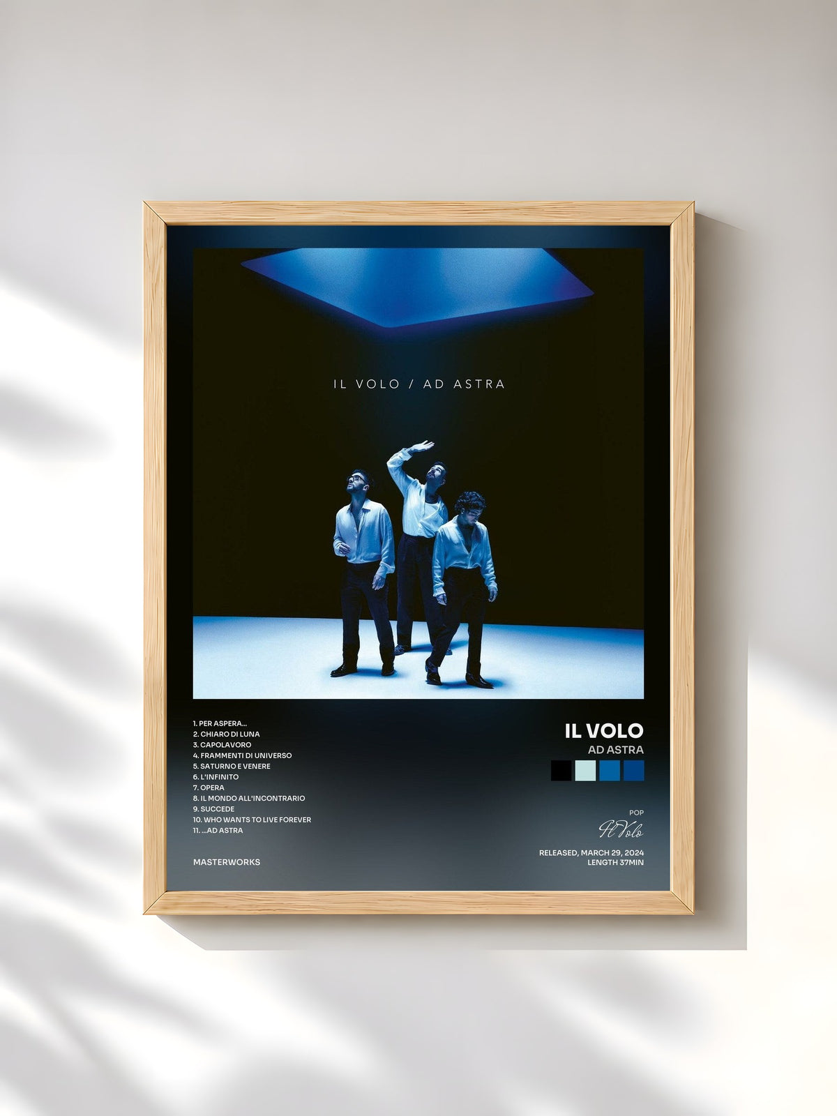 #bois Tableau de l'album Ad Astra de Il Volo, cadre en bois brut, imprimé et encadré en France