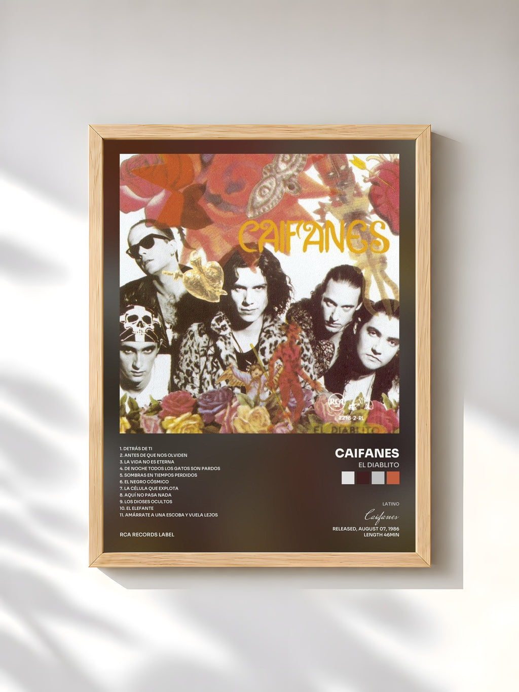 #bois Tableau de l'album El Diablito de Caifanes, cadre en bois brut, imprimé et encadré en France