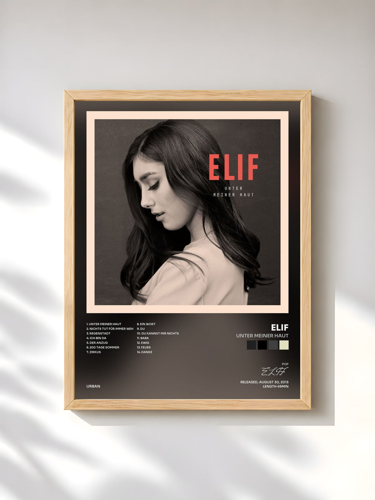 #bois Tableau de l'album Unter meiner Haut de ELIF, cadre en bois brut, imprimé et encadré en France