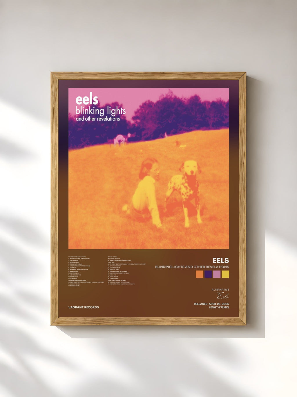 #bois Tableau de l'album Blinking Lights and Other Revelations de Eels, cadre en bois brut, imprimé et encadré en France