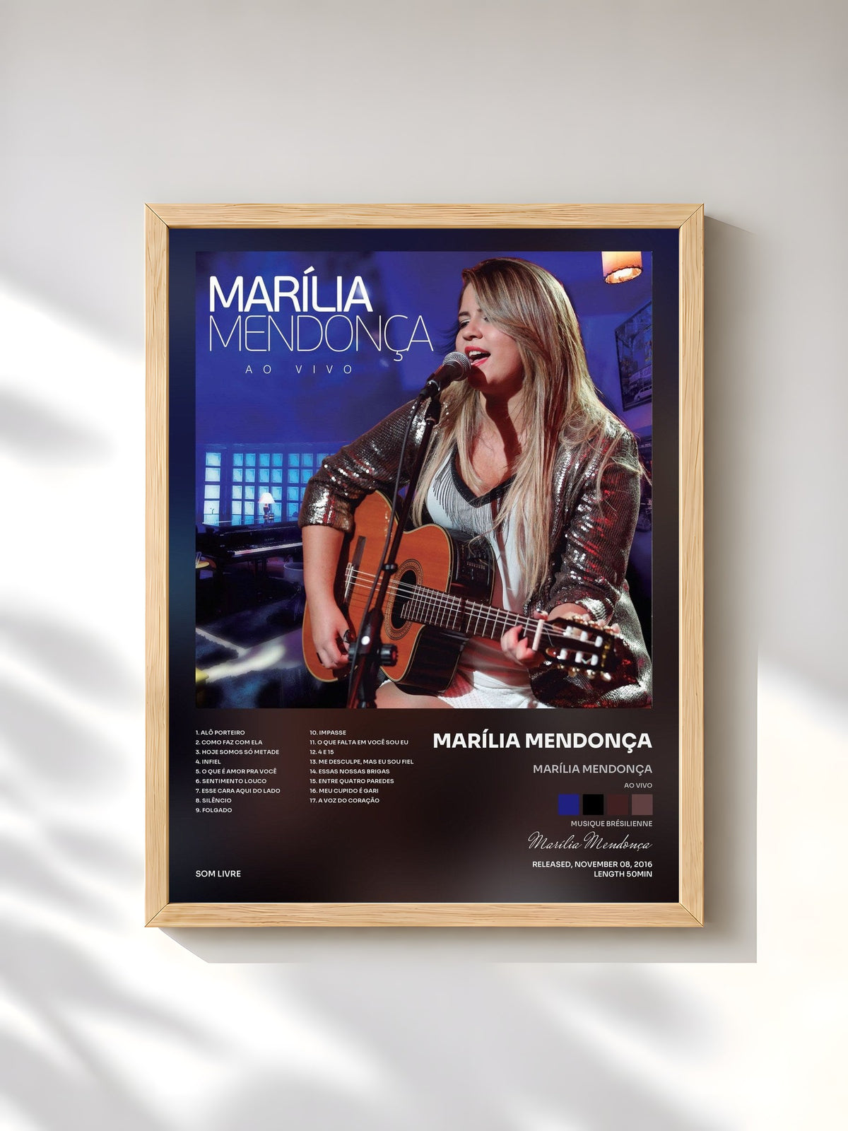 #bois Tableau de l'album Marília Mendonça (Ao Vivo) de Marília Mendonça, cadre en bois brut, imprimé et encadré en France
