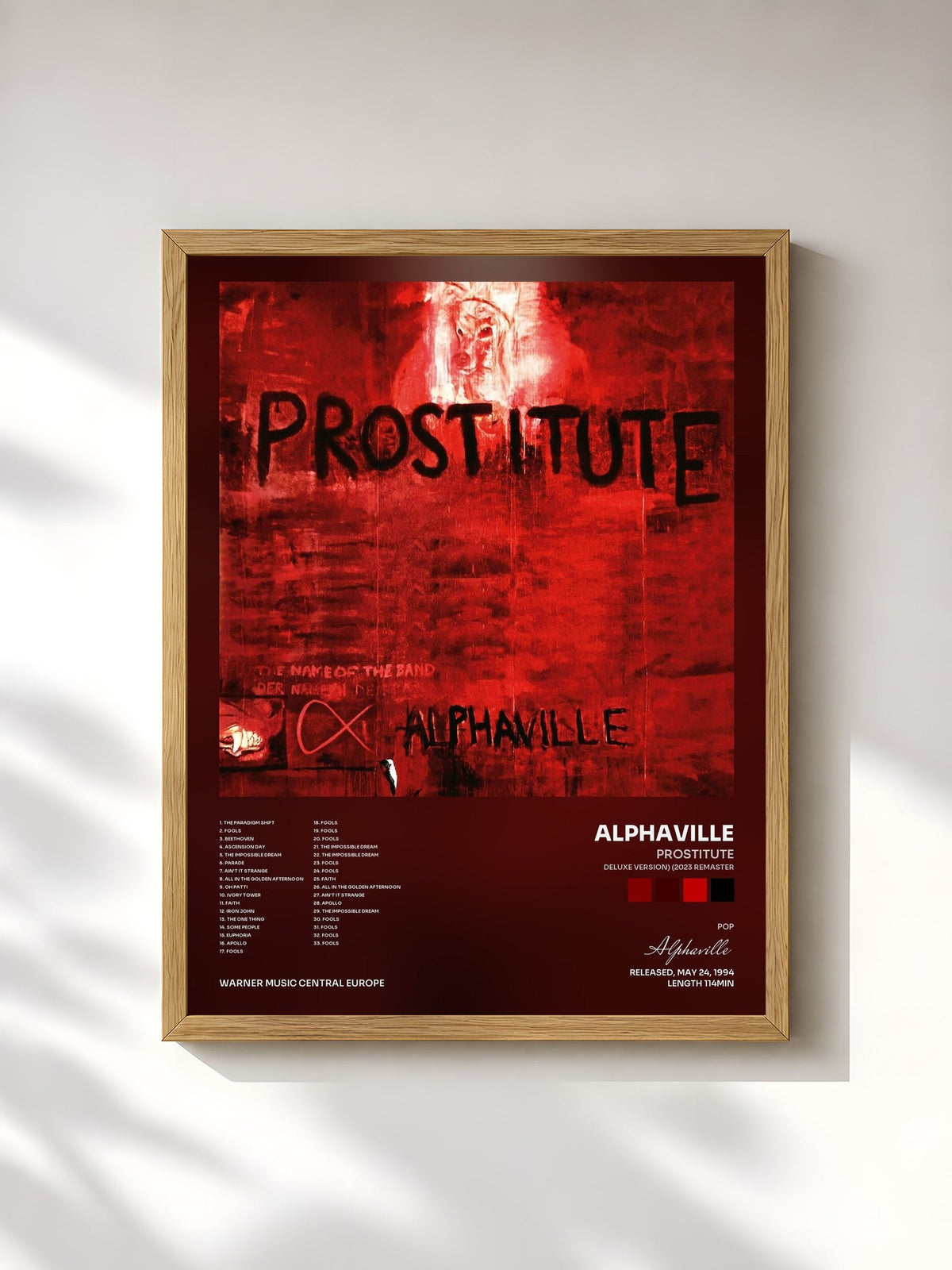#bois Tableau de l'album Prostitute (Deluxe Version) (2023 Remaster) de Alphaville, cadre en bois brut, imprimé et encadré en France