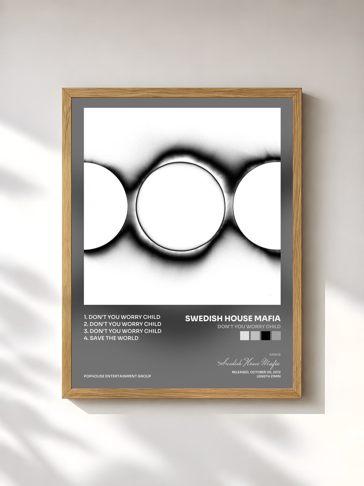 #bois Tableau de l'album Don't You Worry Child de Swedish House Mafia, cadre en bois brut, imprimé et encadré en France