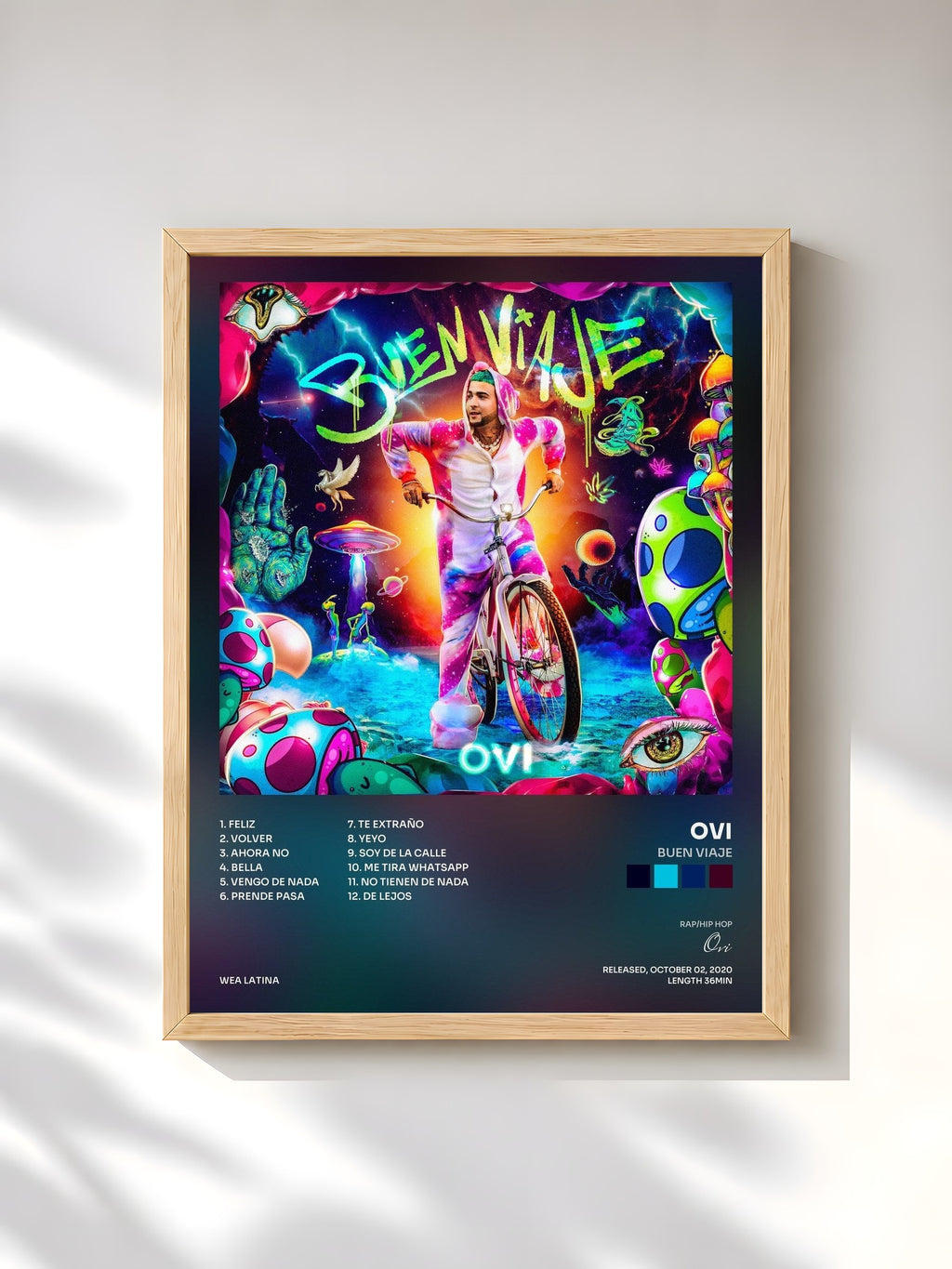 #bois Tableau de l'album Buen Viaje de Ovi, cadre en bois brut, imprimé et encadré en France