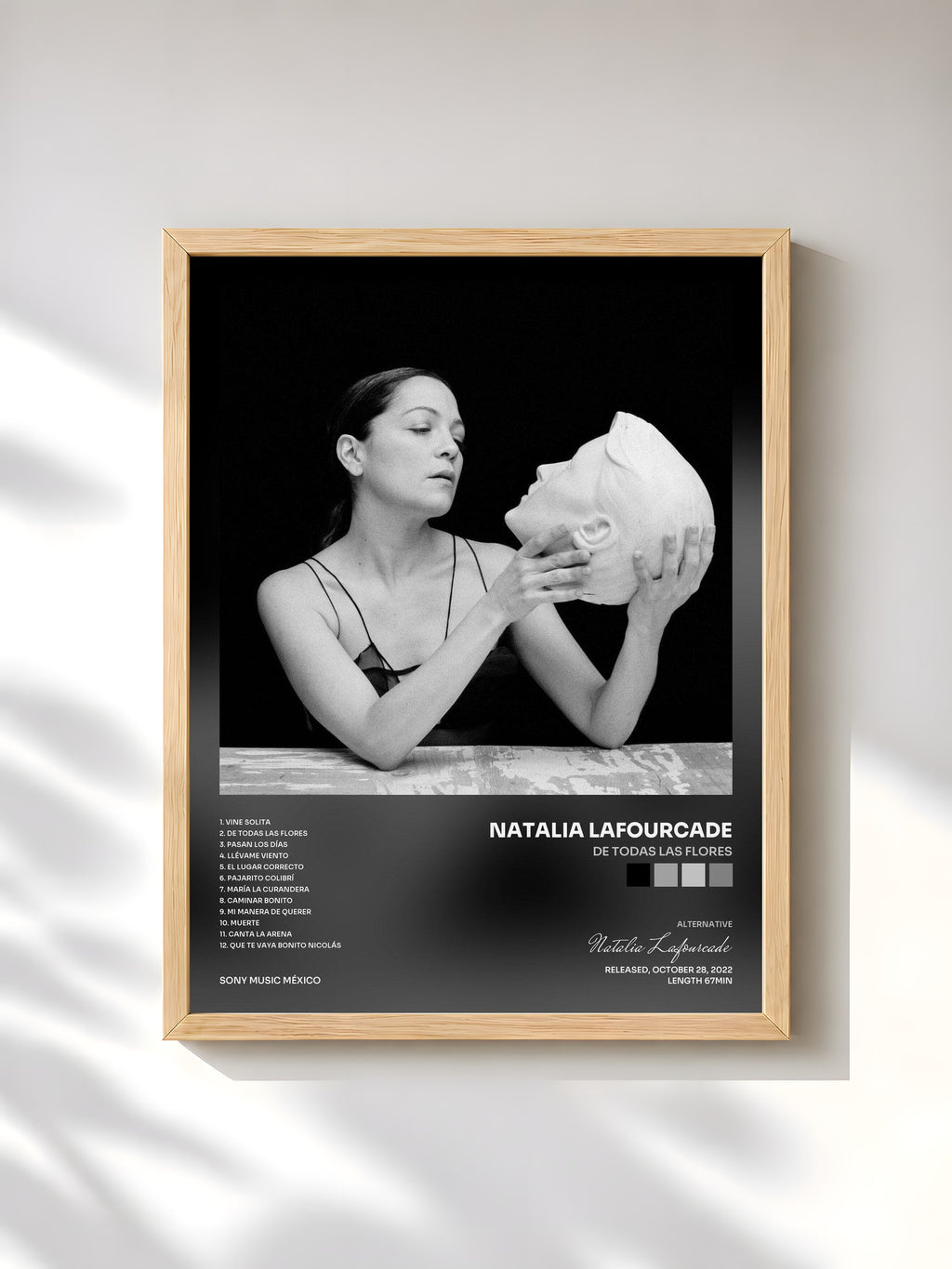 #bois Tableau de l'album De Todas las Flores de Natalia Lafourcade, cadre en bois brut, imprimé et encadré en France