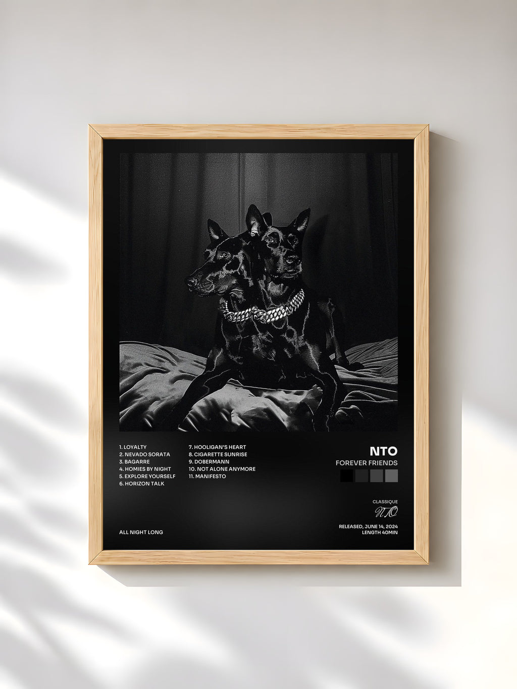 #bois Tableau de l'album FOREVER FRIENDS de NTO, cadre en bois brut, imprimé et encadré en France