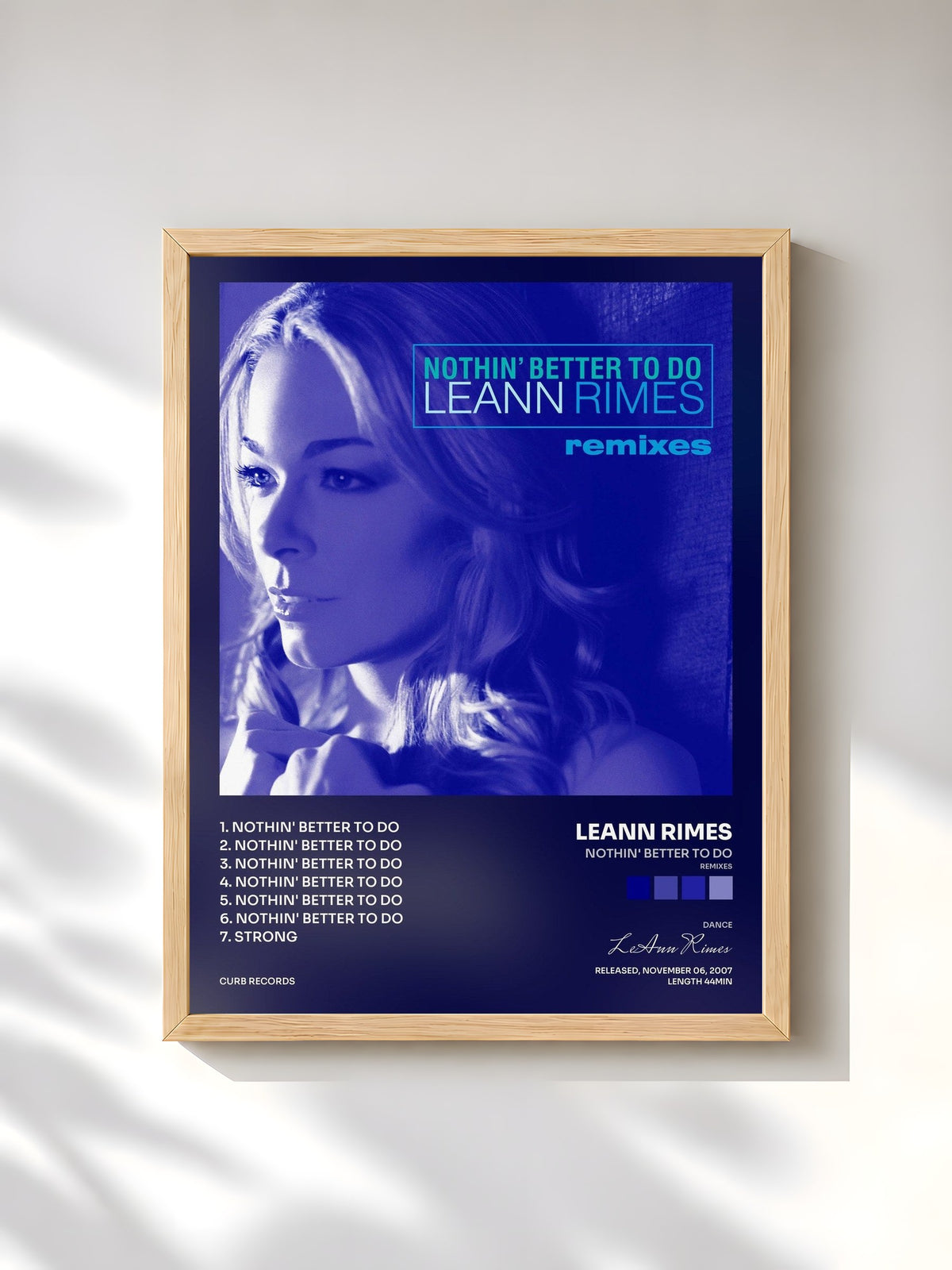 #bois Tableau de l'album Nothin' Better To Do (Remixes) de LeAnn Rimes, cadre en bois brut, imprimé et encadré en France