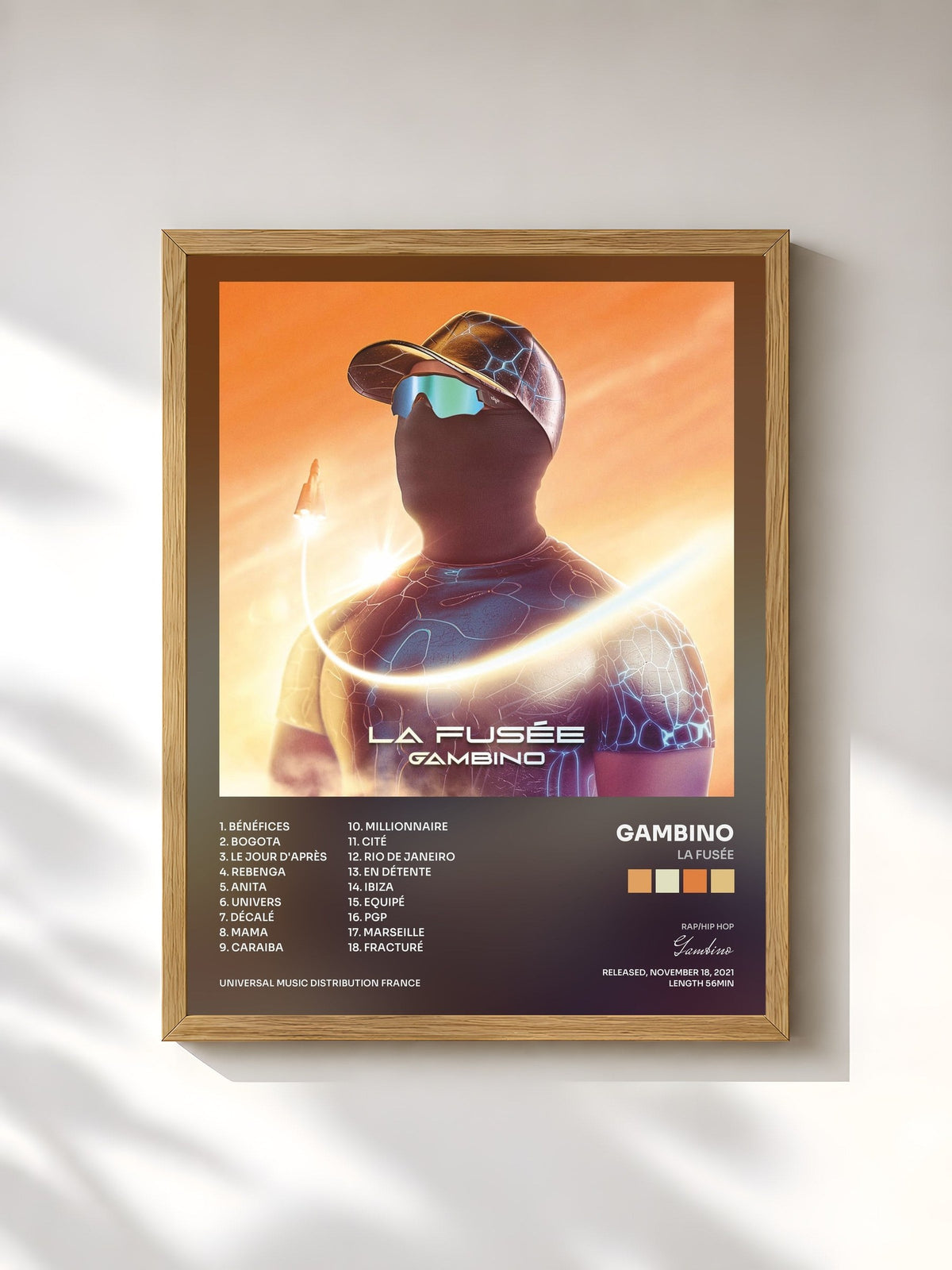 #bois Tableau de l'album La fusée de Gambino, cadre en bois brut, imprimé et encadré en France