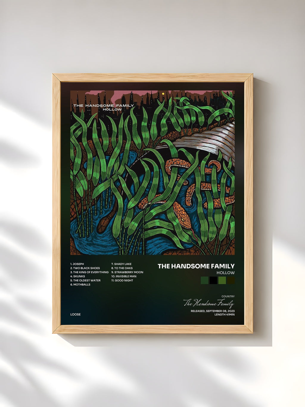#bois Tableau de l'album Hollow de The Handsome Family, cadre en bois brut, imprimé et encadré en France