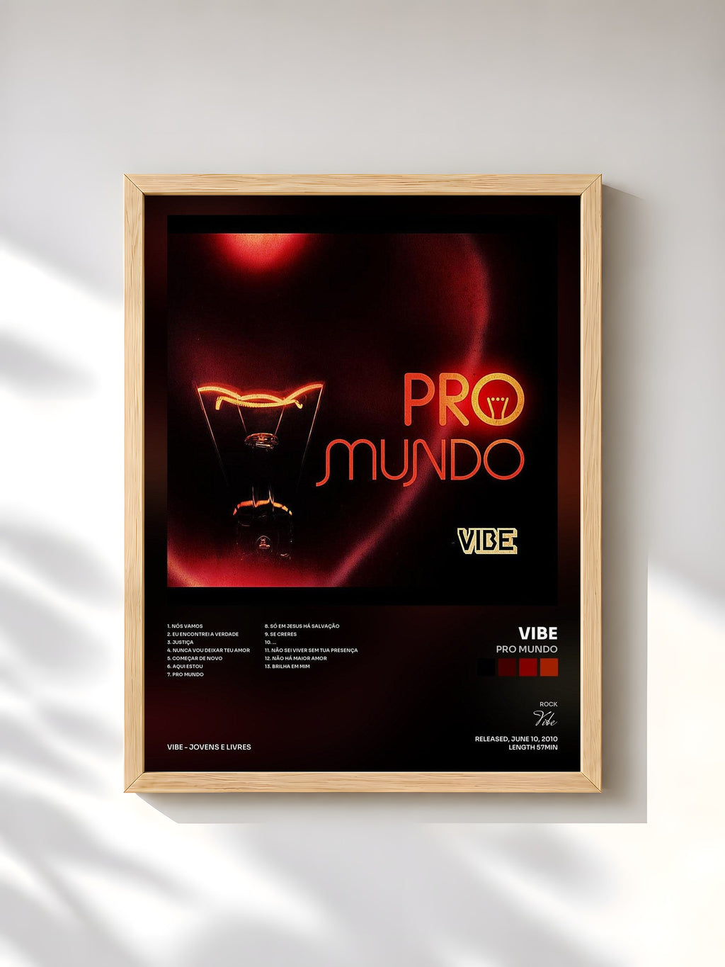 #bois Tableau de l'album Pro Mundo de Vibe, cadre en bois brut, imprimé et encadré en France