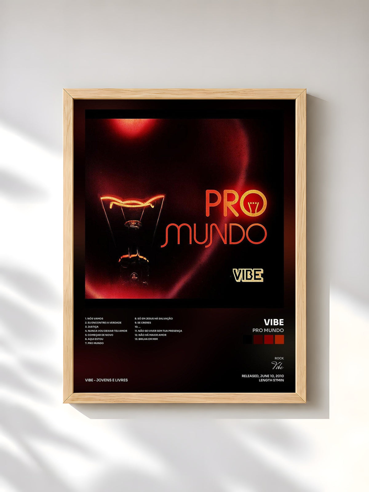 #bois Tableau de l'album Pro Mundo de Vibe, cadre en bois brut, imprimé et encadré en France