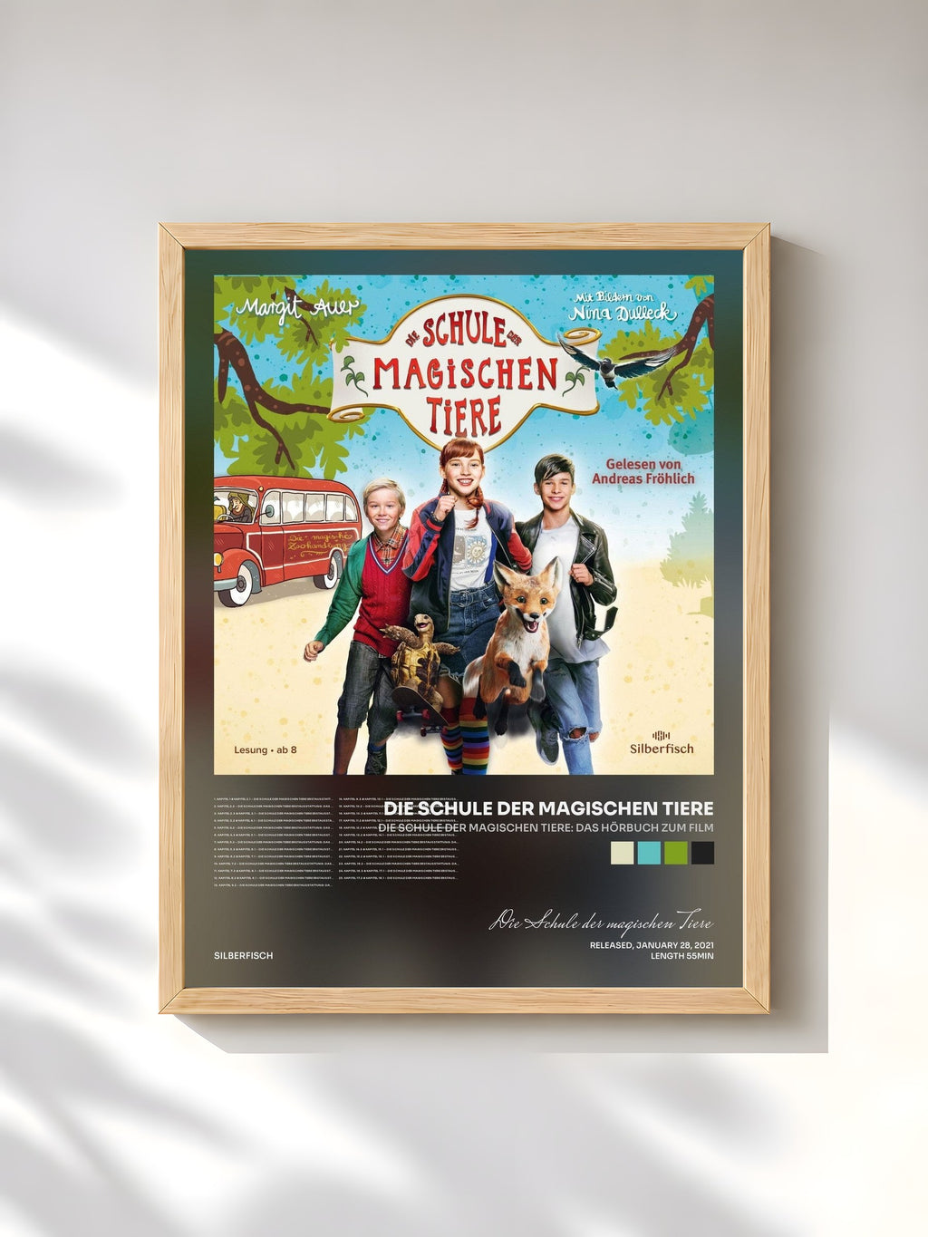 #bois Tableau de l'album Die Schule der magischen Tiere: Das Hörbuch zum Film de Die Schule der magischen Tiere, cadre en bois brut, imprimé et encadré en France