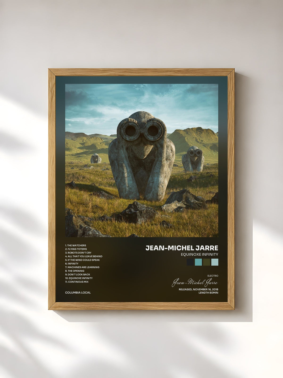 #bois Tableau de l'album Equinoxe Infinity de Jean-Michel Jarre, cadre en bois brut, imprimé et encadré en France