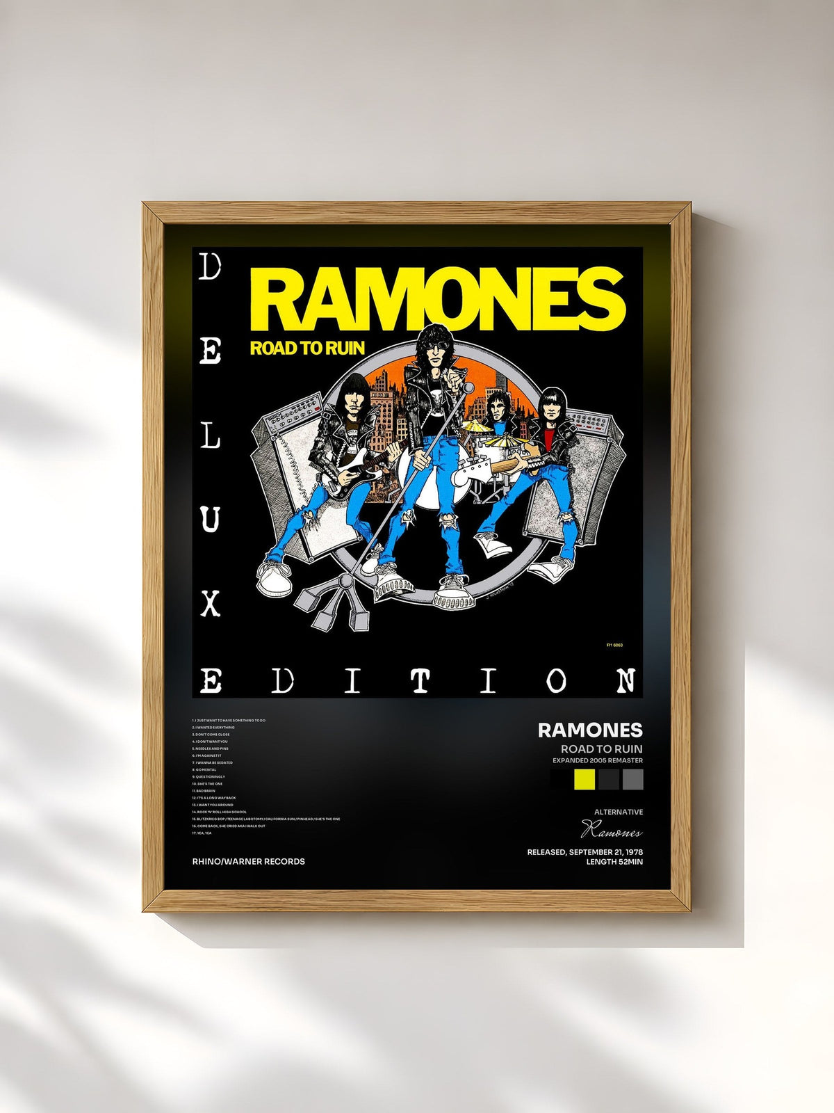 #bois Tableau de l'album Road to Ruin (Expanded 2005 Remaster) de Ramones, cadre en bois brut, imprimé et encadré en France