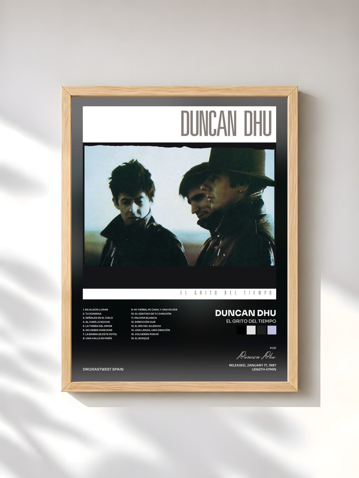 #bois Tableau de l'album El Grito Del Tiempo de Duncan Dhu, cadre en bois brut, imprimé et encadré en France
