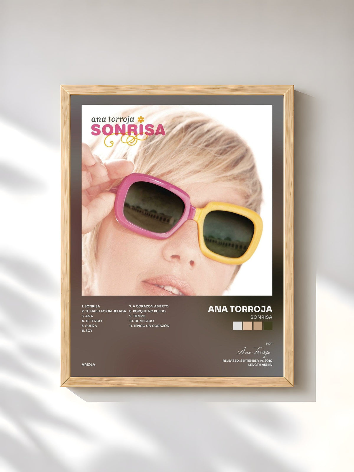 #bois Tableau de l'album Sonrisa de Ana Torroja, cadre en bois brut, imprimé et encadré en France