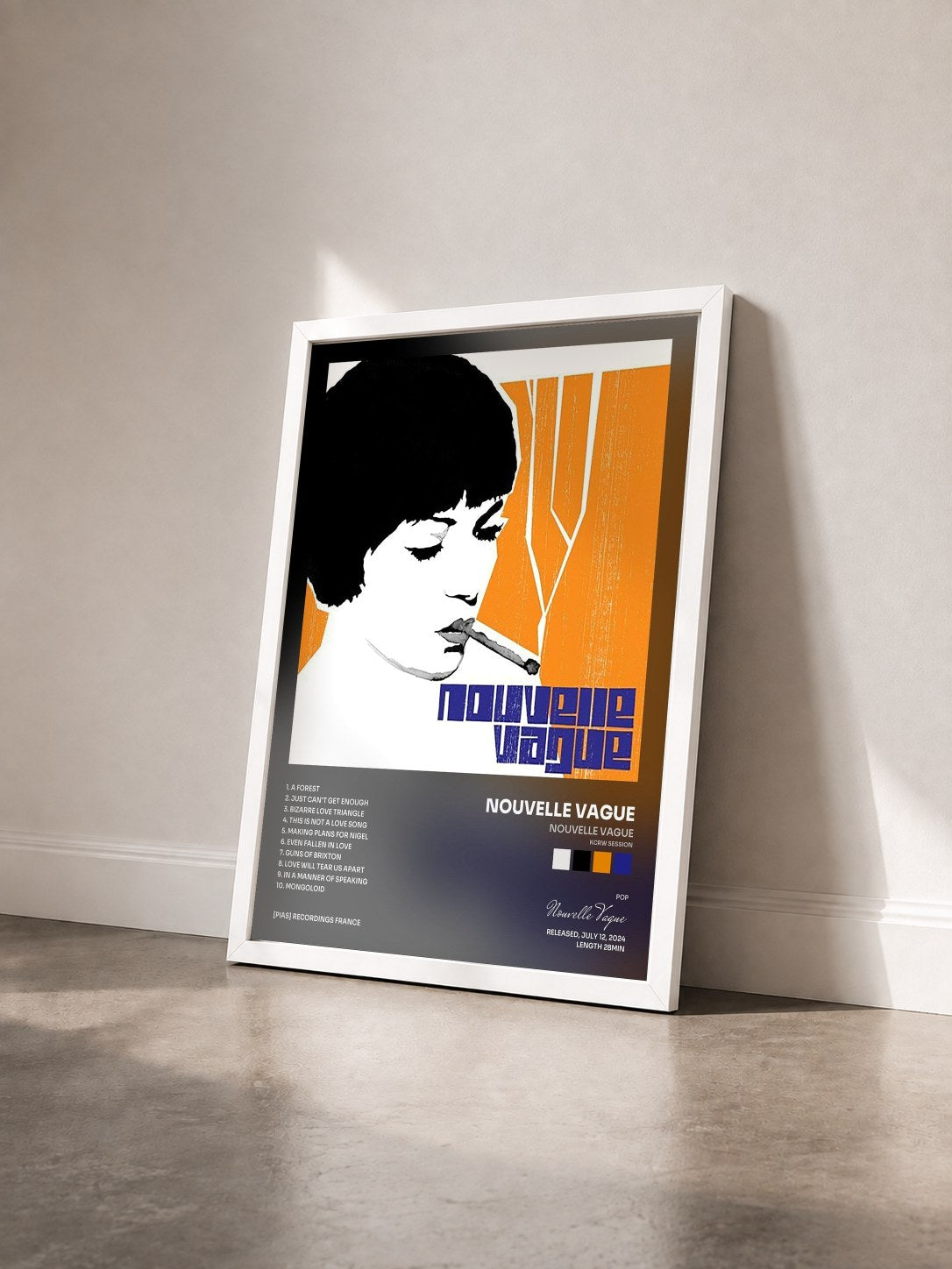 #blanc Tableau de l'album Nouvelle vague (KCRW session) de Nouvelle Vague vu de trois quarts, cadre blanc