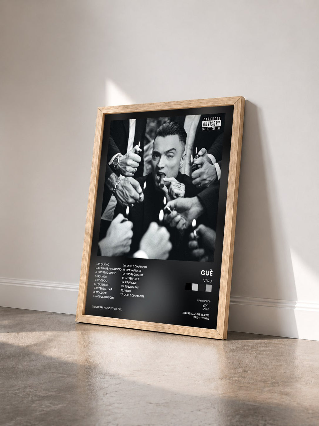 #bois Tableau de l'album Vero de Guè vu de trois quarts, cadre en bois brut