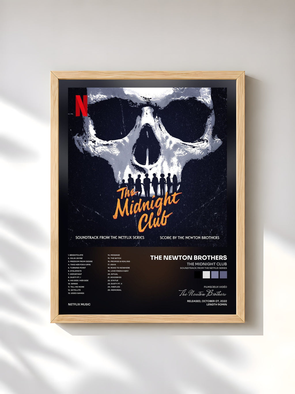 #bois Tableau de l'album The Midnight Club (Soundtrack from the Netflix Series) de The Newton Brothers, cadre en bois brut, imprimé et encadré en France