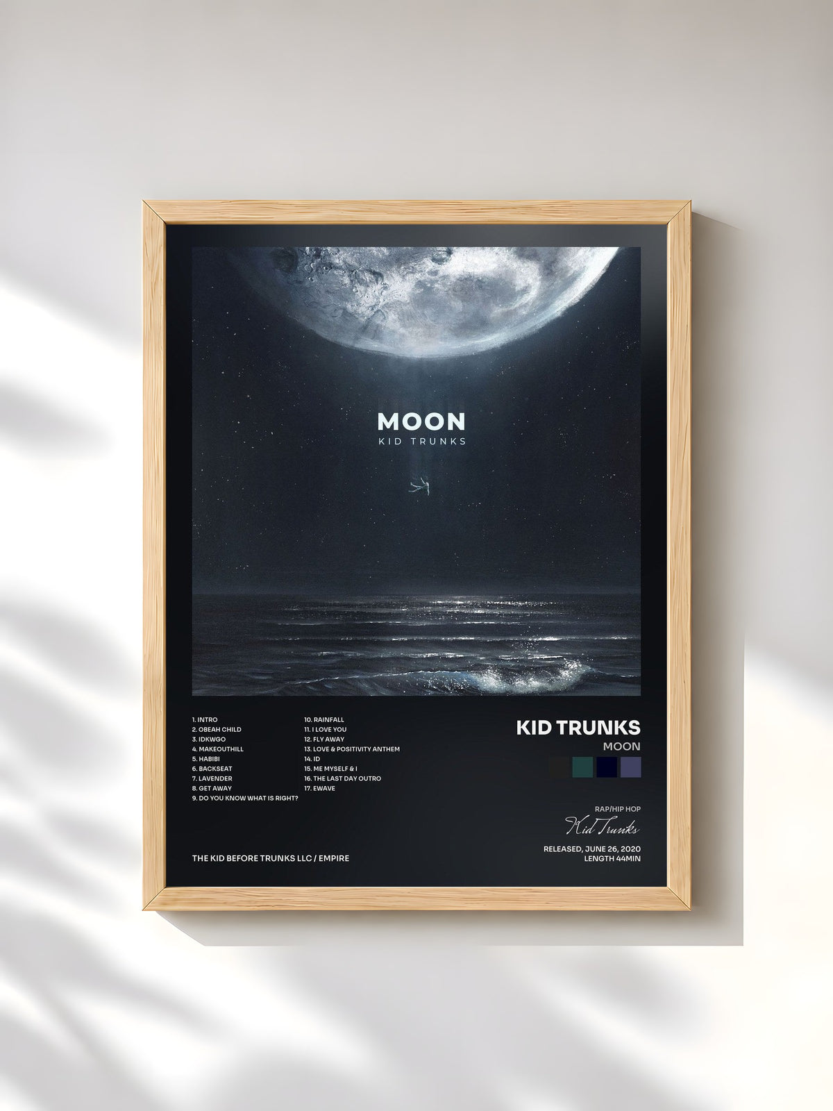 #bois Tableau de l'album Moon de Kid Trunks, cadre en bois brut, imprimé et encadré en France