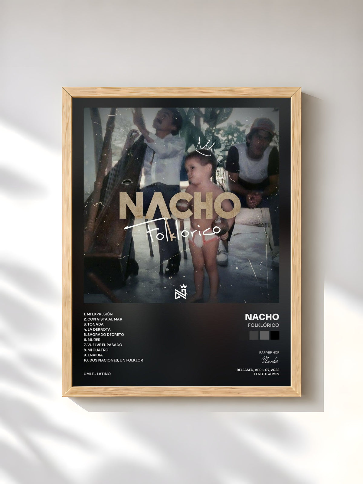 #bois Tableau de l'album Folklórico de Nacho, cadre en bois brut, imprimé et encadré en France