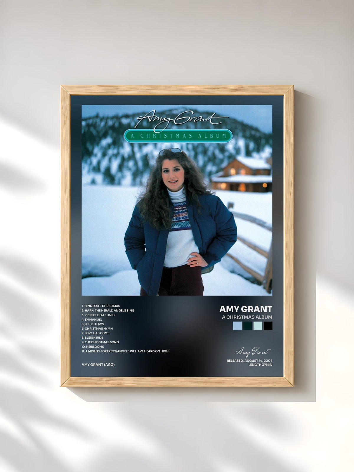 #bois Tableau de l'album A Christmas Album de Amy Grant, cadre en bois brut, imprimé et encadré en France