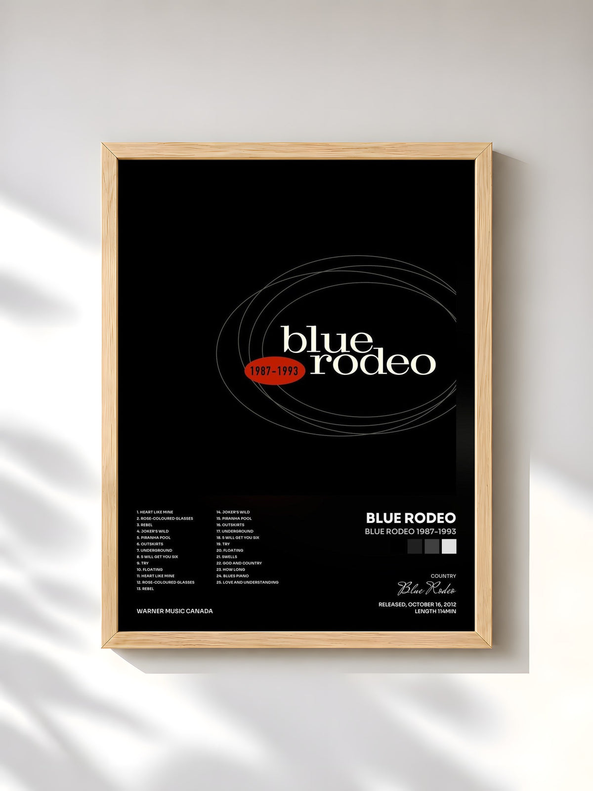 #bois Tableau de l'album Blue Rodeo 1987-1993 de Blue Rodeo, cadre en bois brut, imprimé et encadré en France