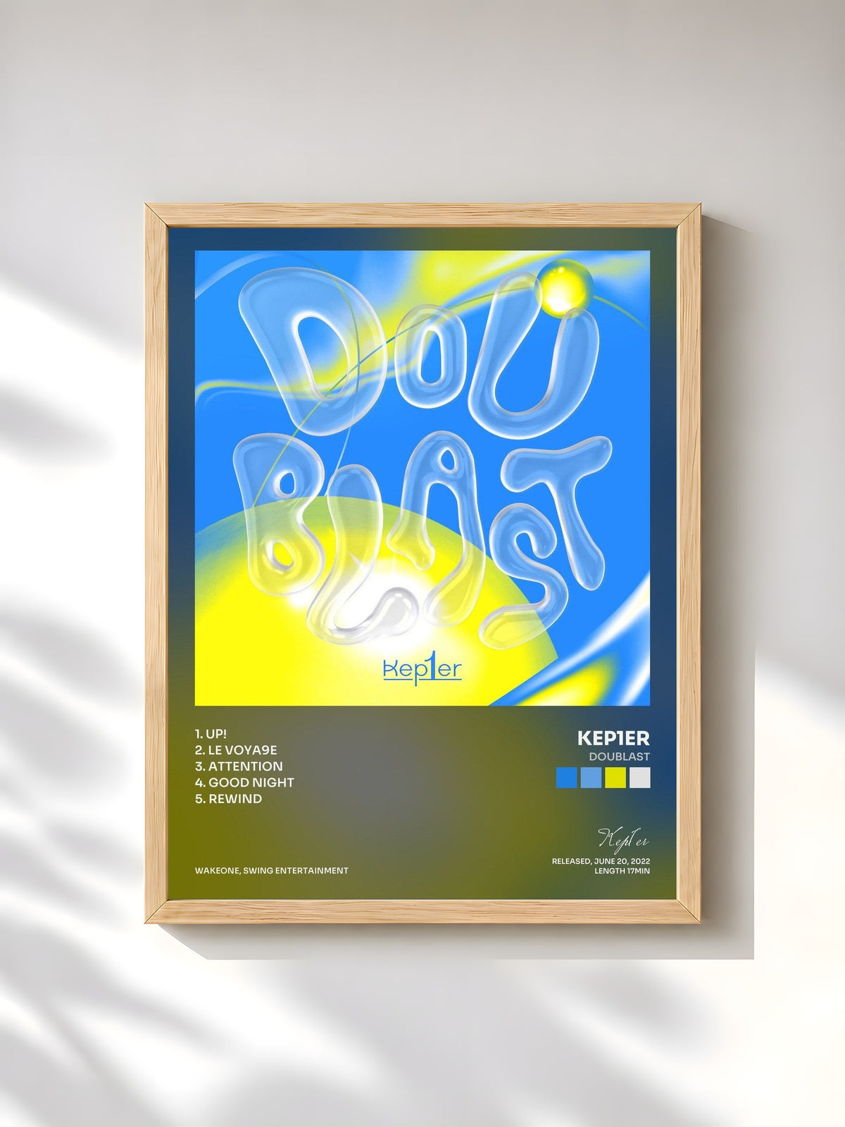 #bois Tableau de l'album DOUBLAST de Kep1er, cadre en bois brut, imprimé et encadré en France