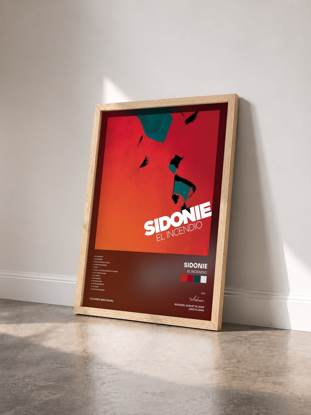 #bois Tableau de l'album El Incendio de Sidonie vu de trois quarts, cadre en bois brut