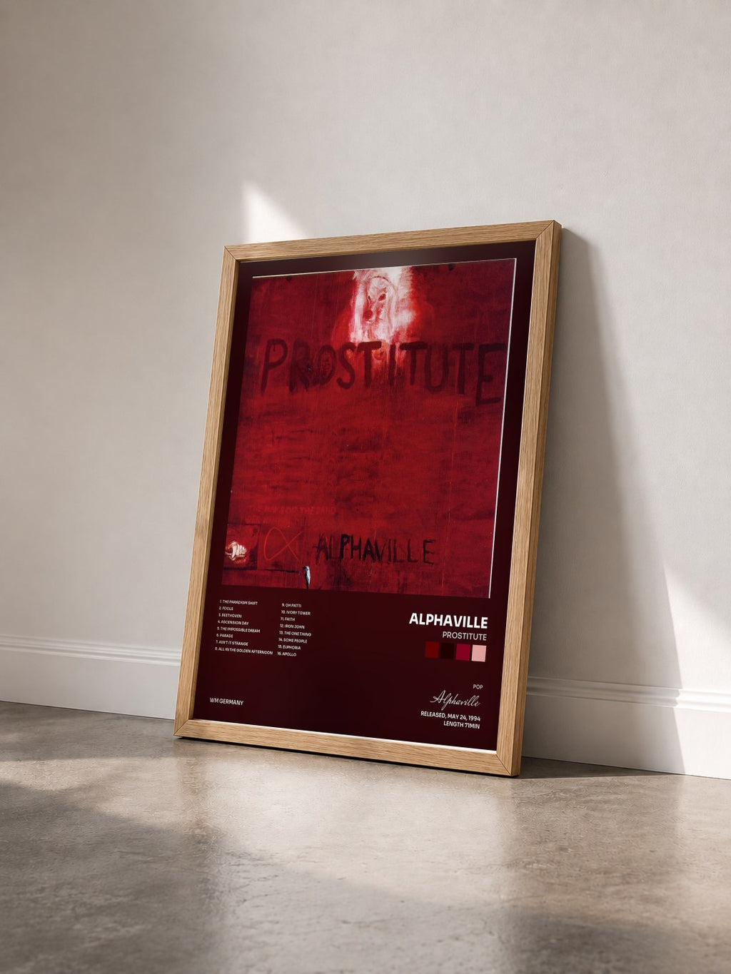#bois Tableau de l'album Prostitute de Alphaville vu de trois quarts, cadre en bois brut