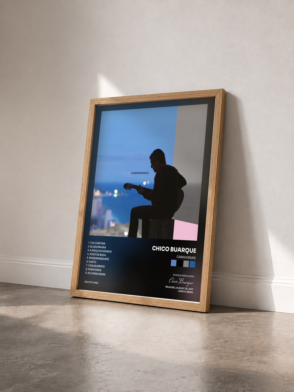 #bois Tableau de l'album Caravanas de Chico Buarque vu de trois quarts, cadre en bois brut