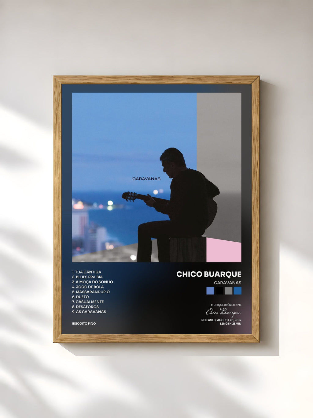 #bois Tableau de l'album Caravanas de Chico Buarque, cadre en bois brut, imprimé et encadré en France
