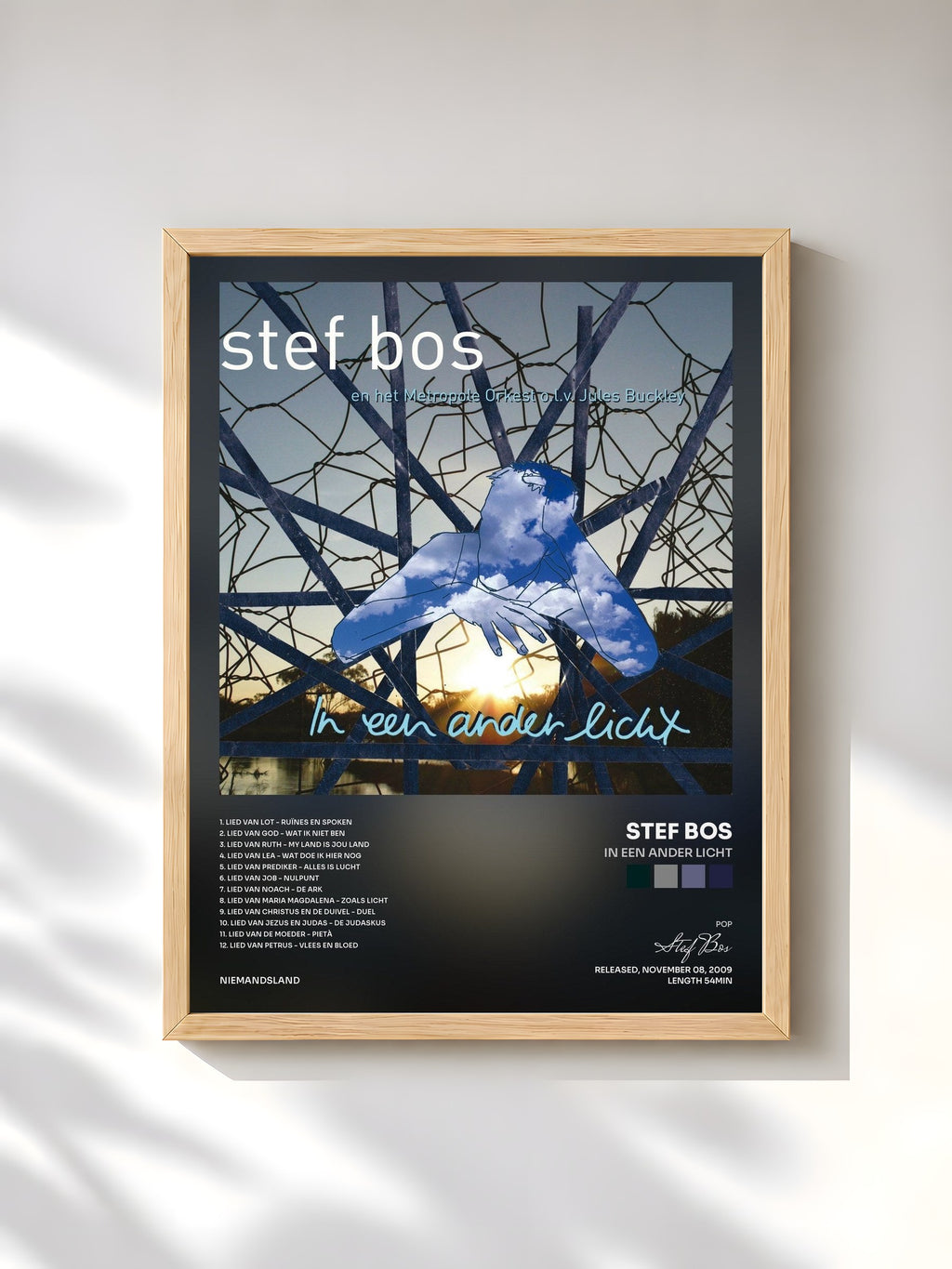 #bois Tableau de l'album In Een Ander Licht de Stef Bos, cadre en bois brut, imprimé et encadré en France