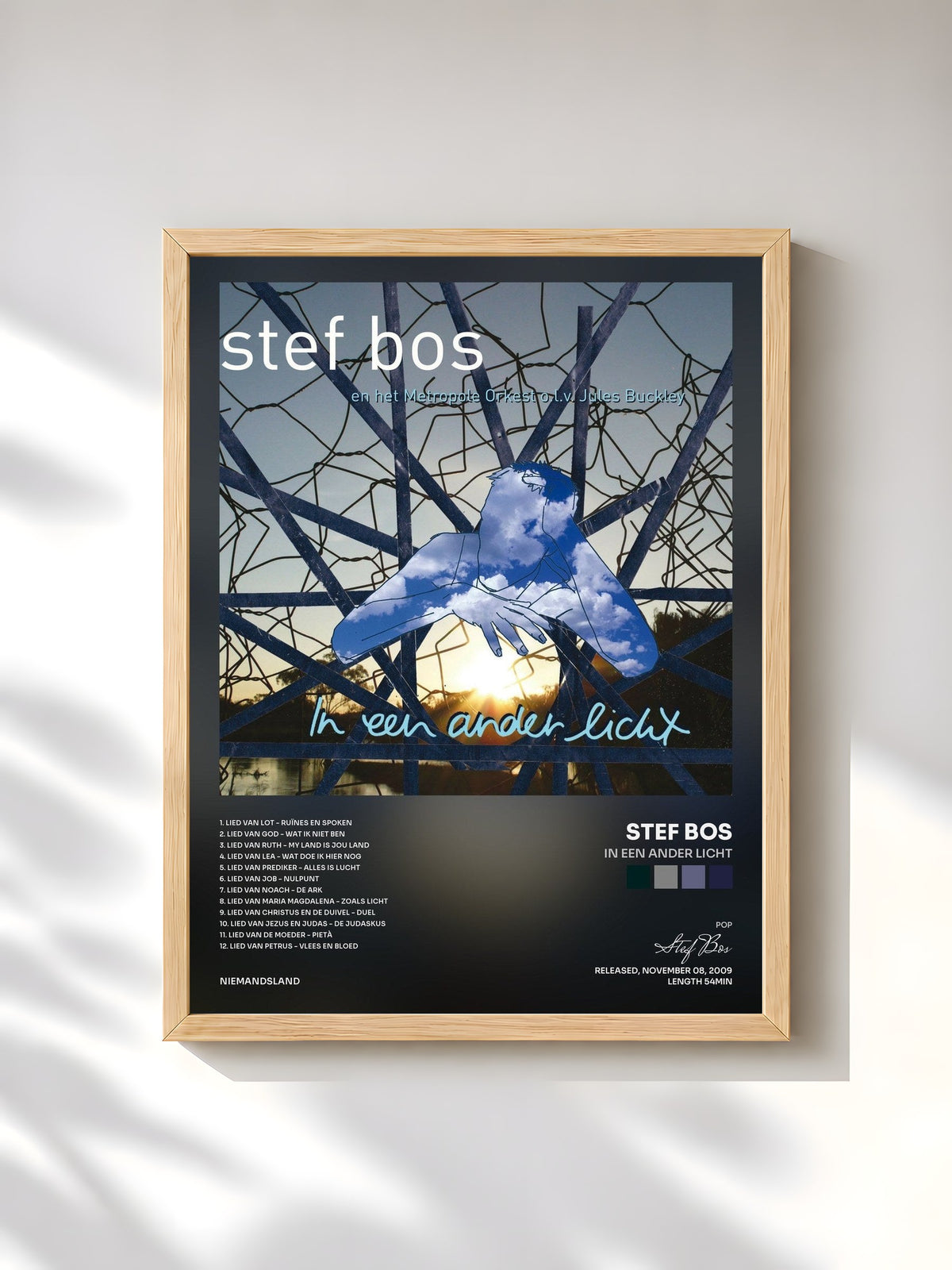 #bois Tableau de l'album In Een Ander Licht de Stef Bos, cadre en bois brut, imprimé et encadré en France