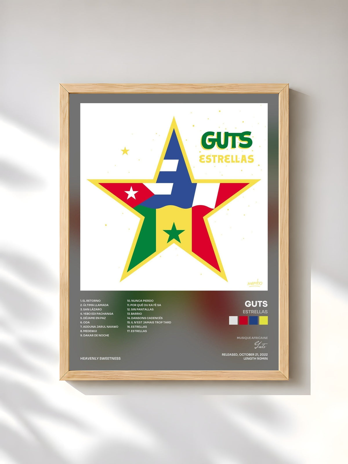 #bois Tableau de l'album Estrellas de Guts, cadre en bois brut, imprimé et encadré en France