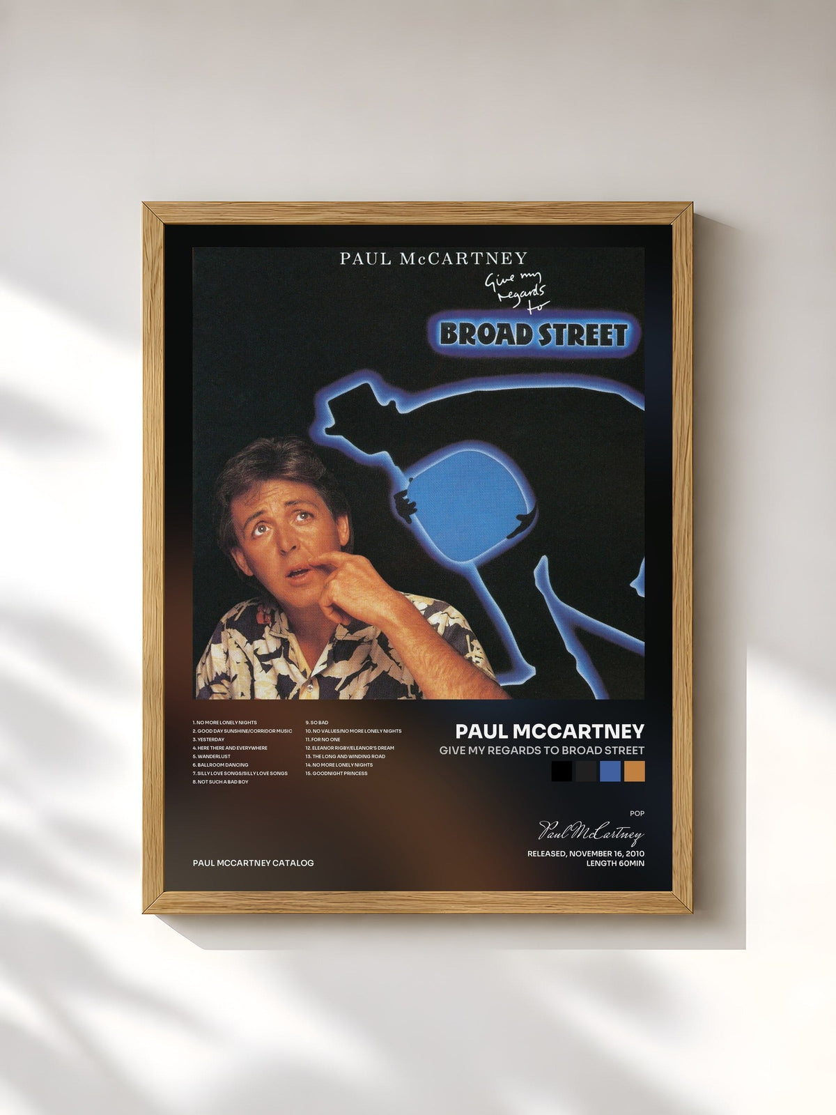 #bois Tableau de l'album Give My Regards To Broad Street de Paul McCartney, cadre en bois brut, imprimé et encadré en France