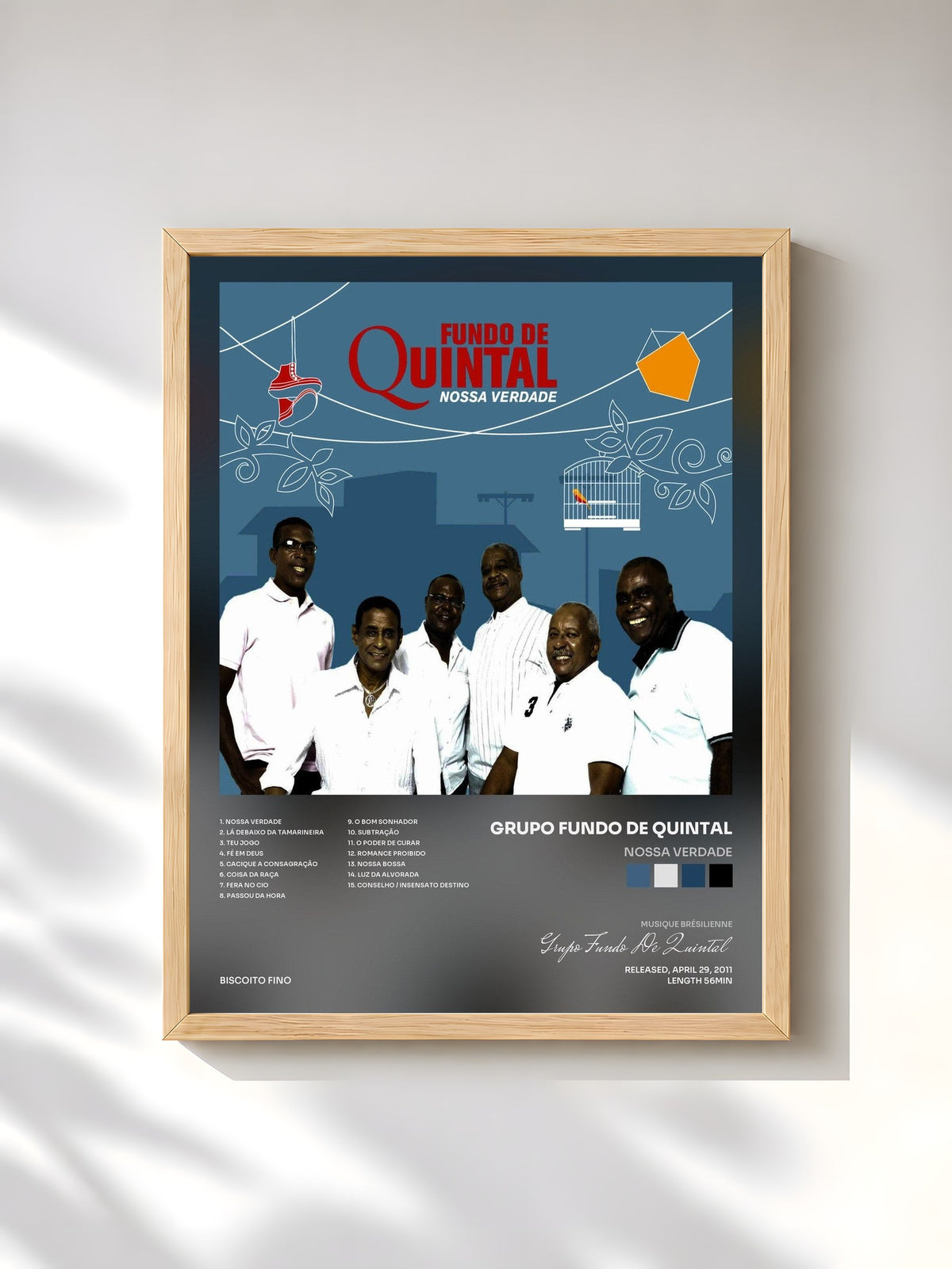 #bois Tableau de l'album Nossa Verdade de Grupo Fundo De Quintal, cadre en bois brut, imprimé et encadré en France
