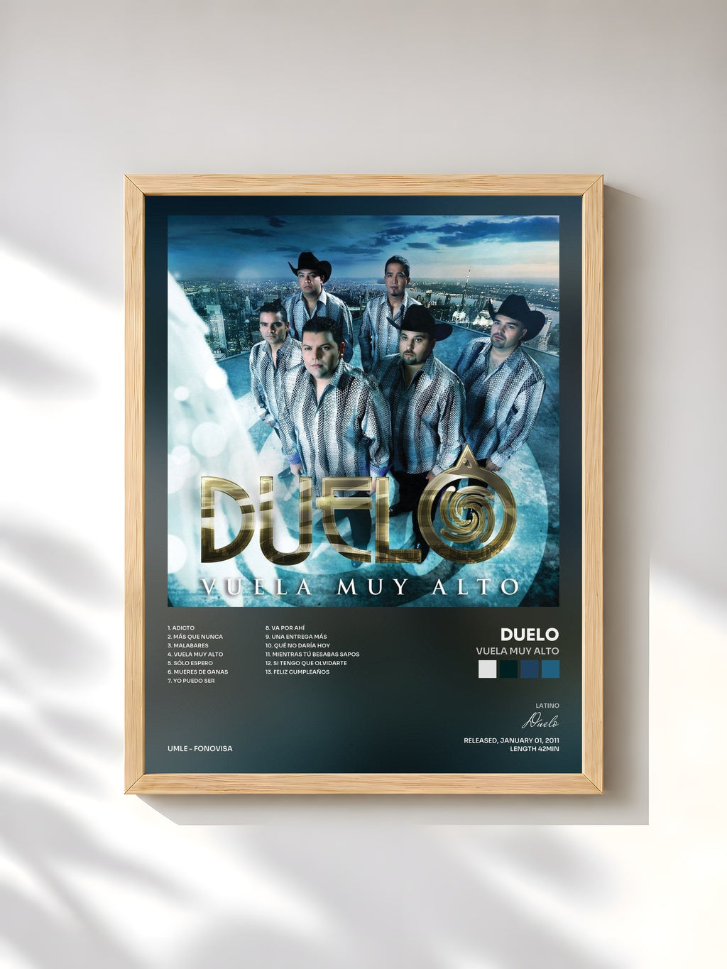 #bois Tableau de l'album Vuela Muy Alto de Duelo, cadre en bois brut, imprimé et encadré en France