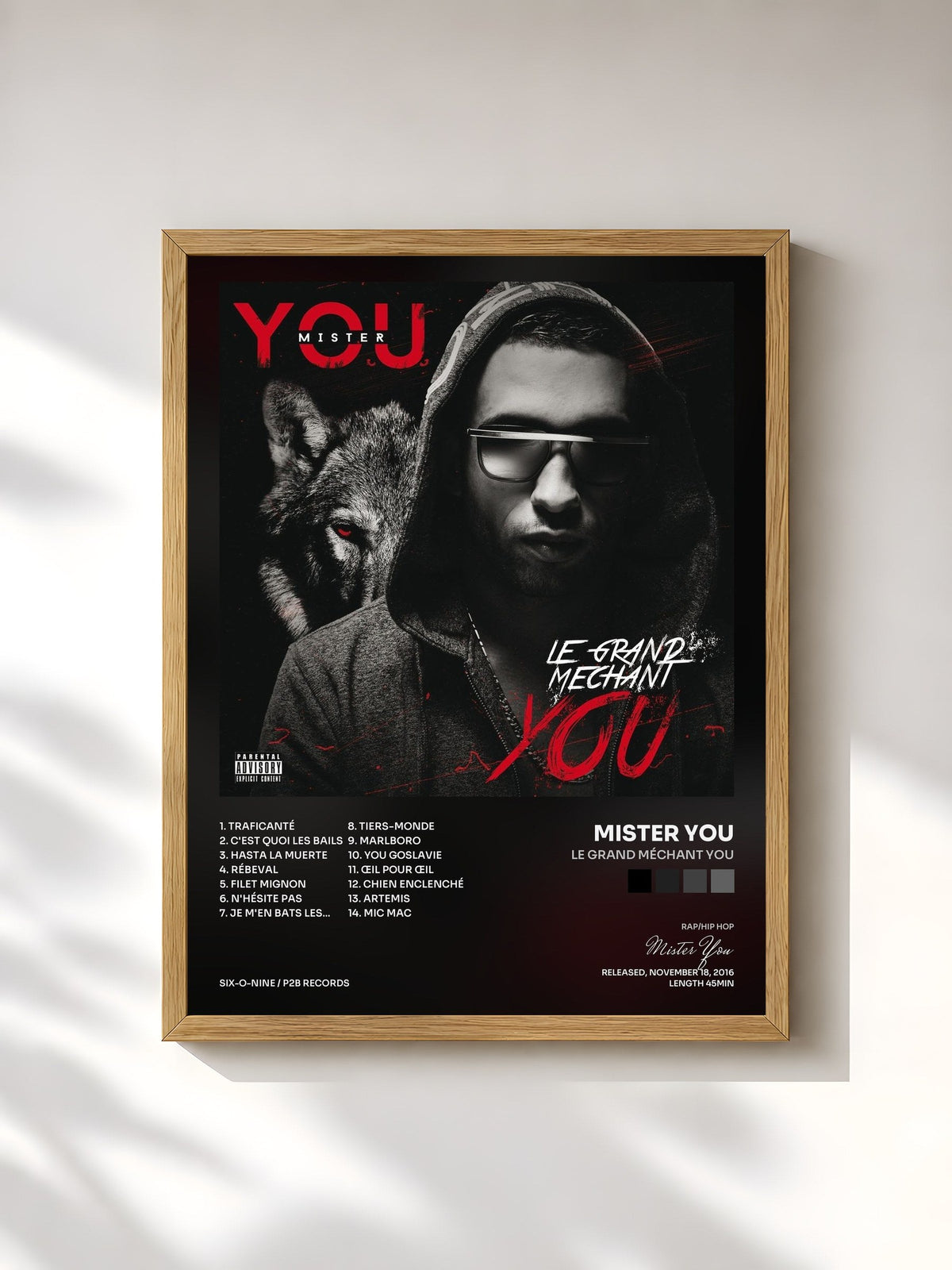 #bois Tableau de l'album Le grand méchant You de Mister You, cadre en bois brut, imprimé et encadré en France