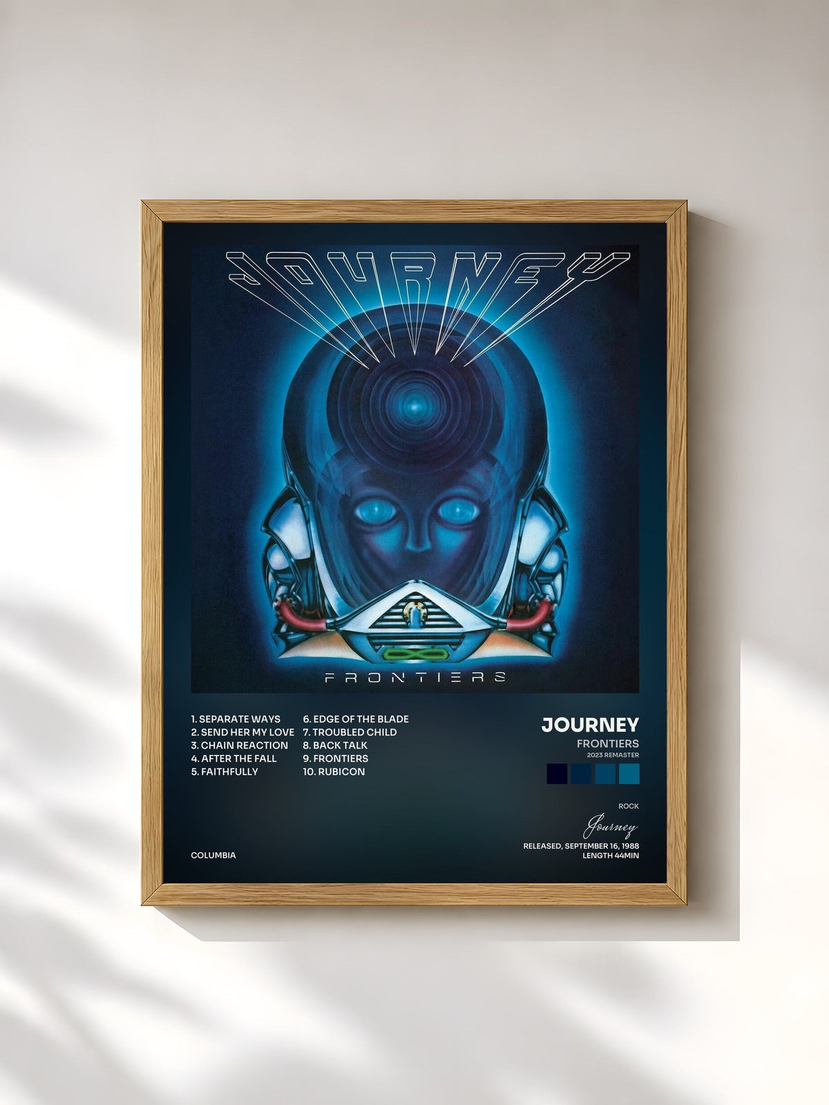 #bois Tableau de l'album Frontiers (2023 Remaster) de Journey, cadre en bois brut, imprimé et encadré en France