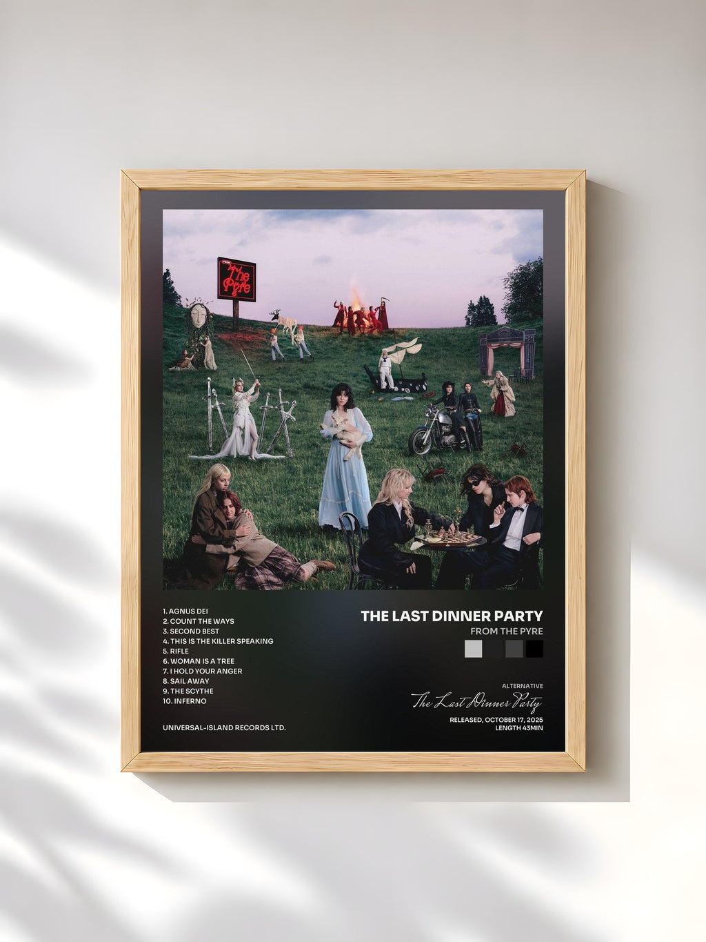 #bois Tableau de l'album From The Pyre de The Last Dinner Party, cadre en bois brut, imprimé et encadré en France