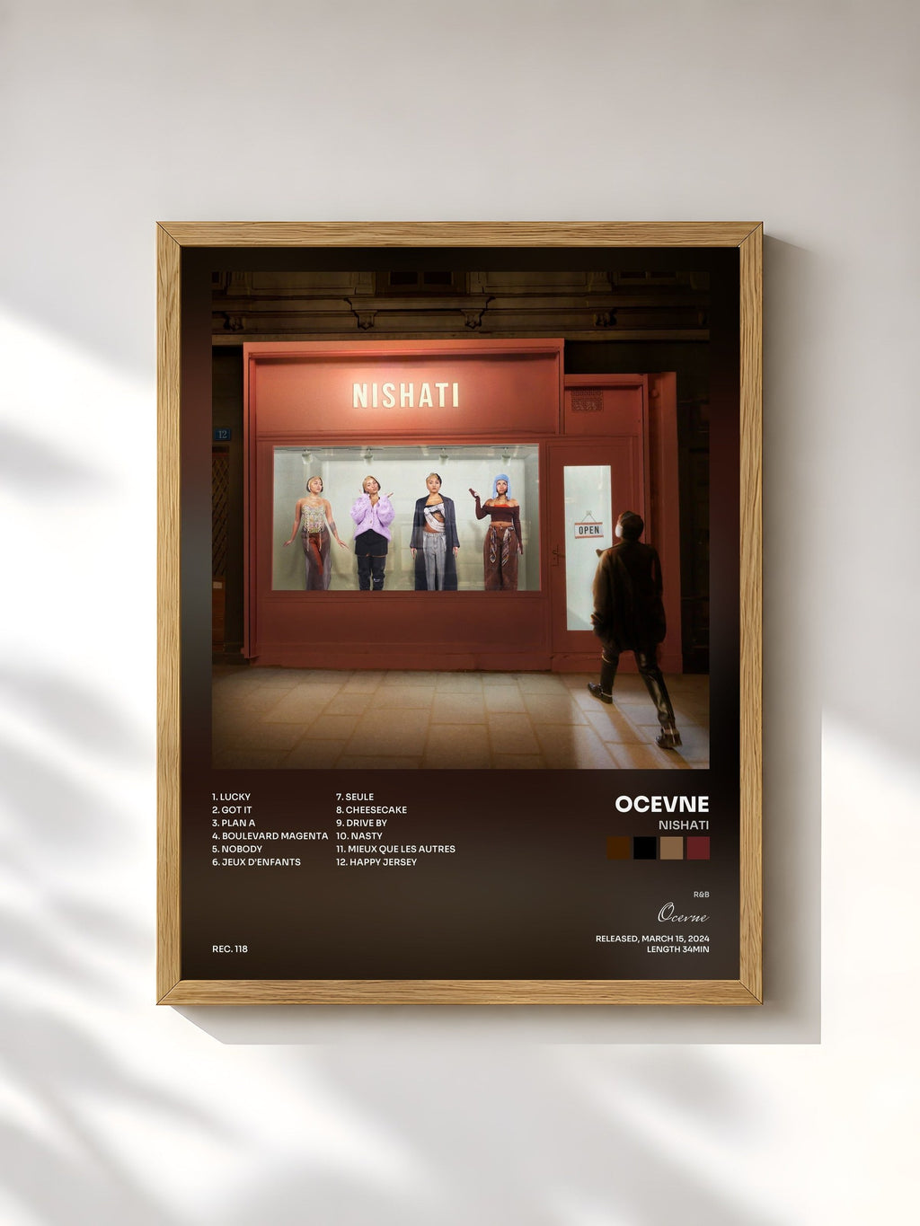 #bois Tableau de l'album NISHATI de Ocevne, cadre en bois brut, imprimé et encadré en France