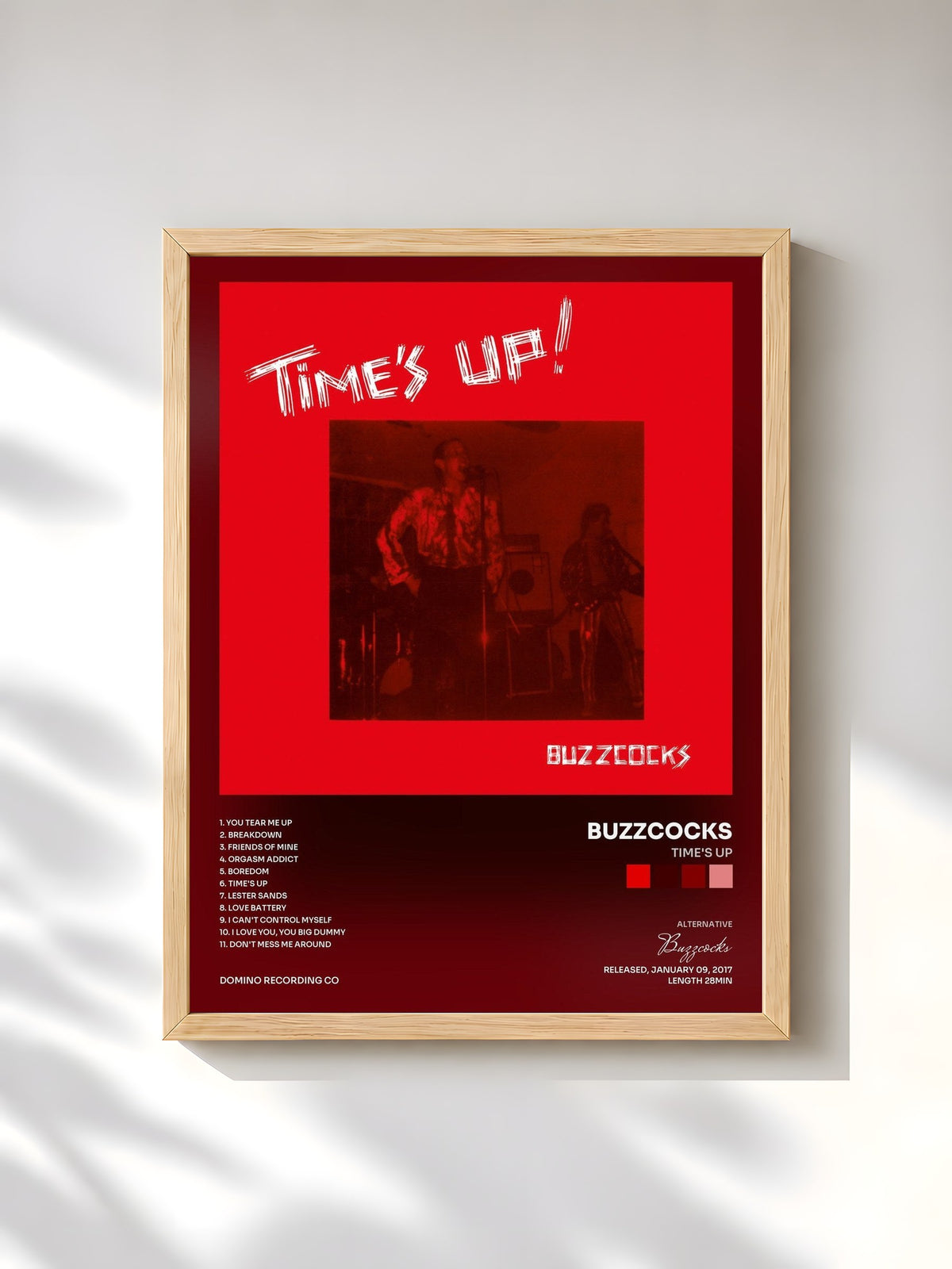 #bois Tableau de l'album Time's Up de Buzzcocks, cadre en bois brut, imprimé et encadré en France