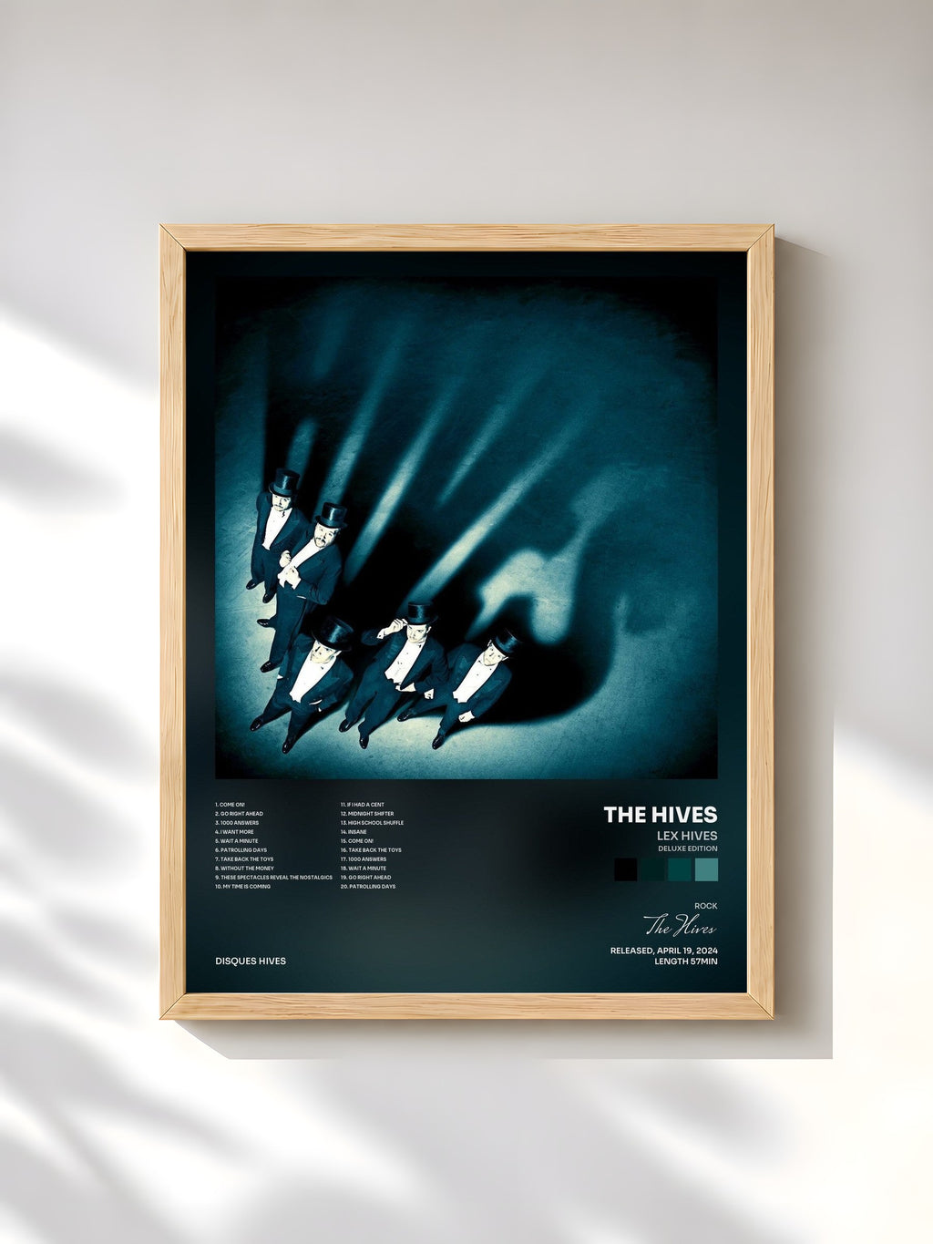#bois Tableau de l'album Lex Hives (Deluxe Edition) de The Hives, cadre en bois brut, imprimé et encadré en France