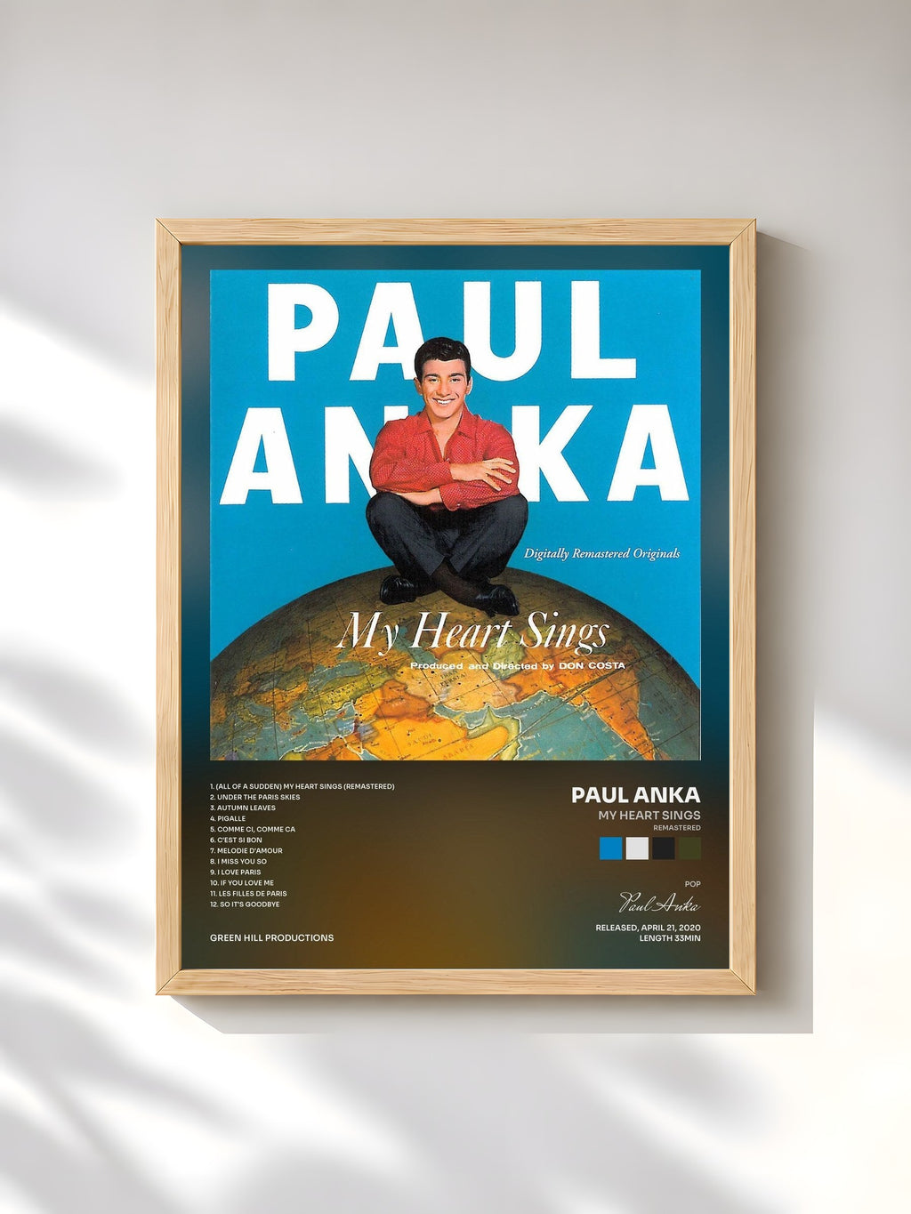 #bois Tableau de l'album My Heart Sings (Remastered) de Paul Anka, cadre en bois brut, imprimé et encadré en France