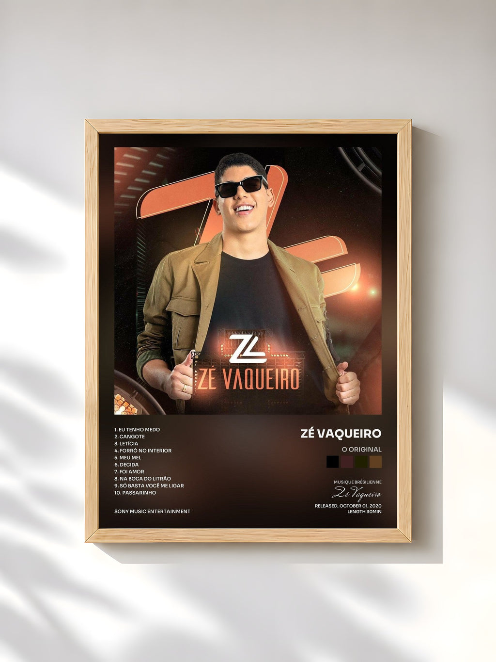 #bois Tableau de l'album O Original de Zé Vaqueiro, cadre en bois brut, imprimé et encadré en France