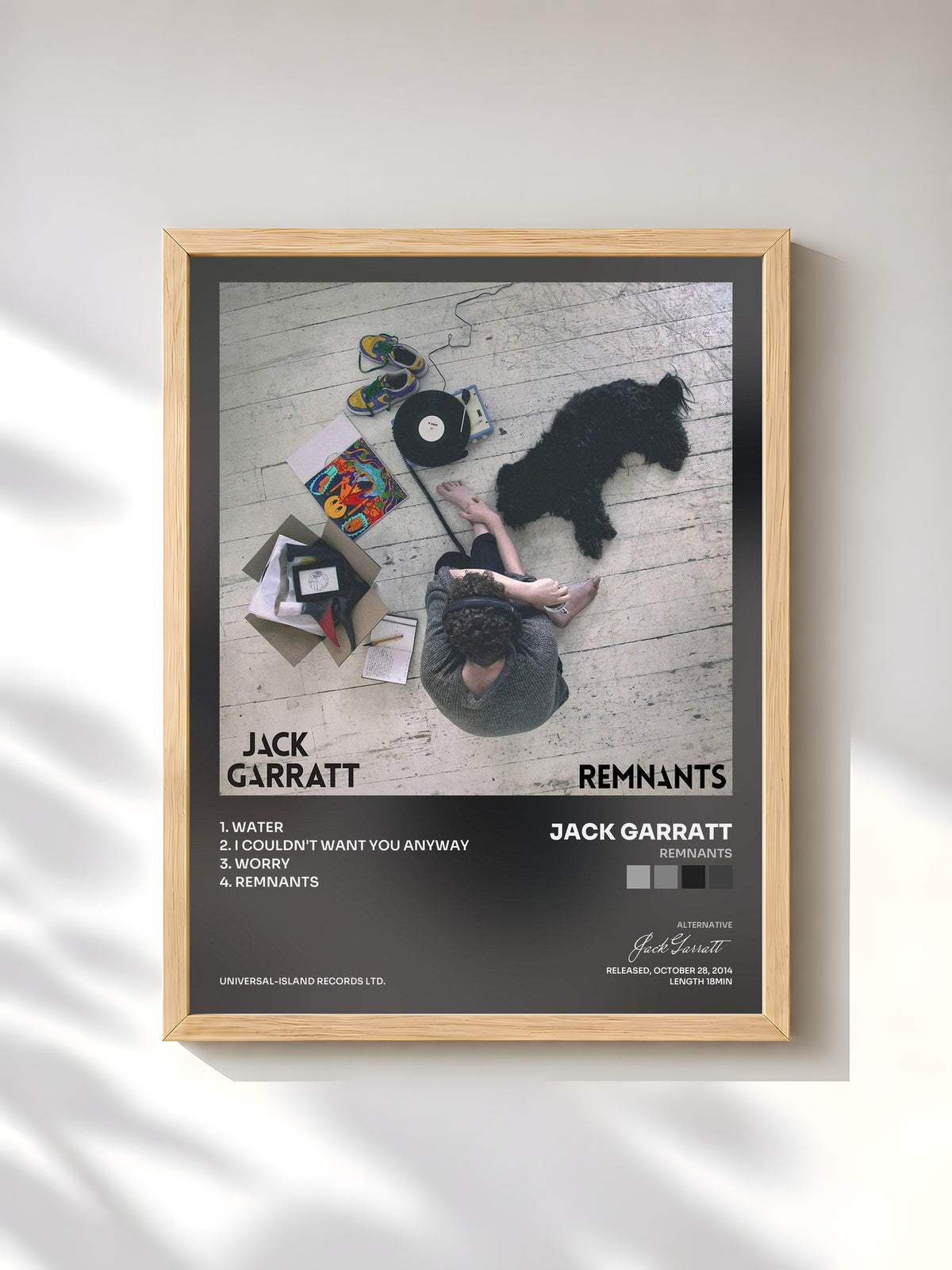 #bois Tableau de l'album Remnants de Jack Garratt, cadre en bois brut, imprimé et encadré en France
