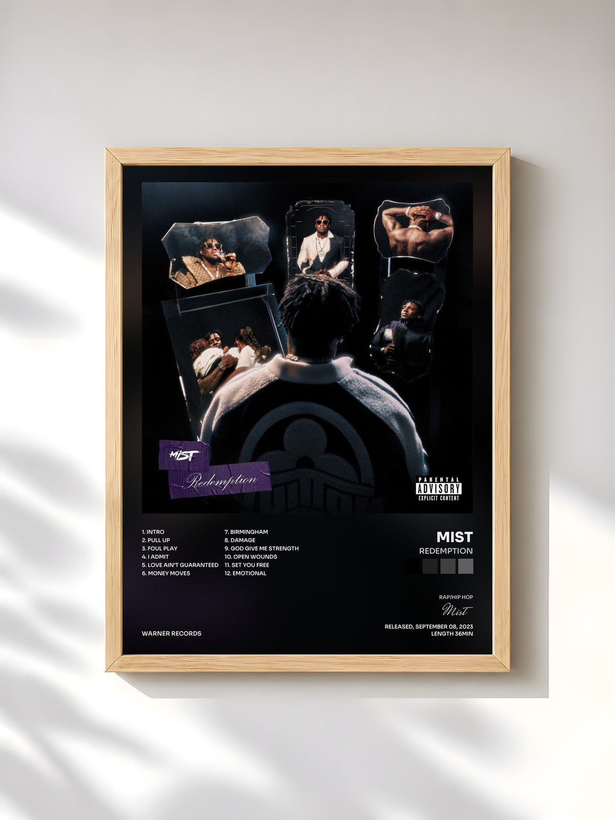 #bois Tableau de l'album Redemption de Mist, cadre en bois brut, imprimé et encadré en France